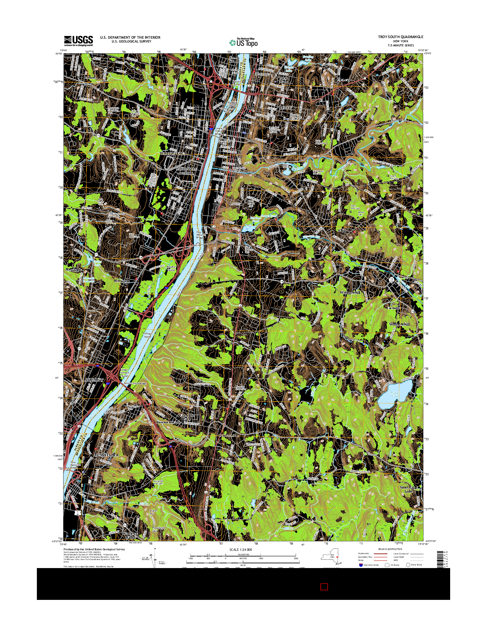 USGS US TOPO 7.5-MINUTE MAP FOR TROY SOUTH, NY 2016