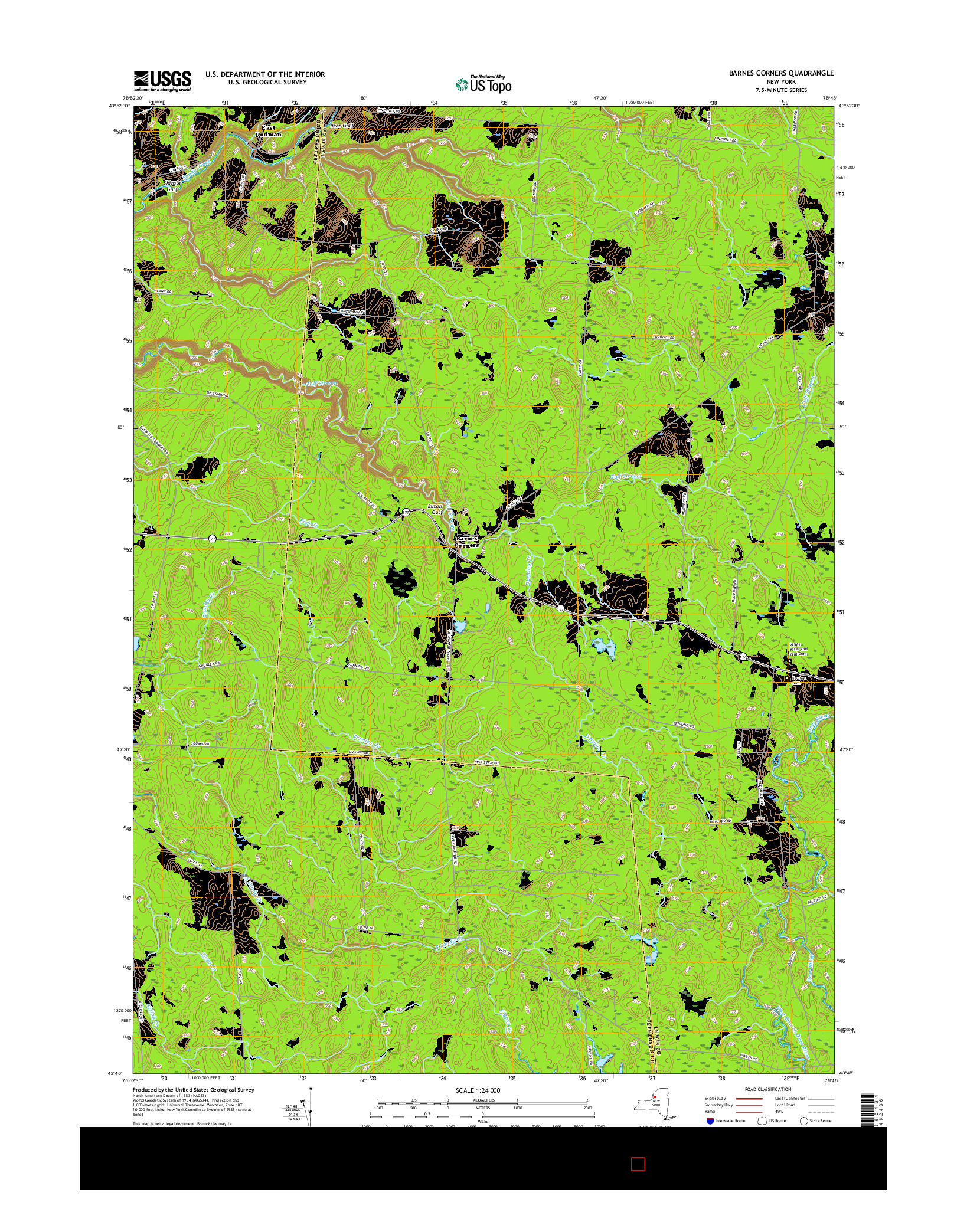 USGS US TOPO 7.5-MINUTE MAP FOR BARNES CORNERS, NY 2016