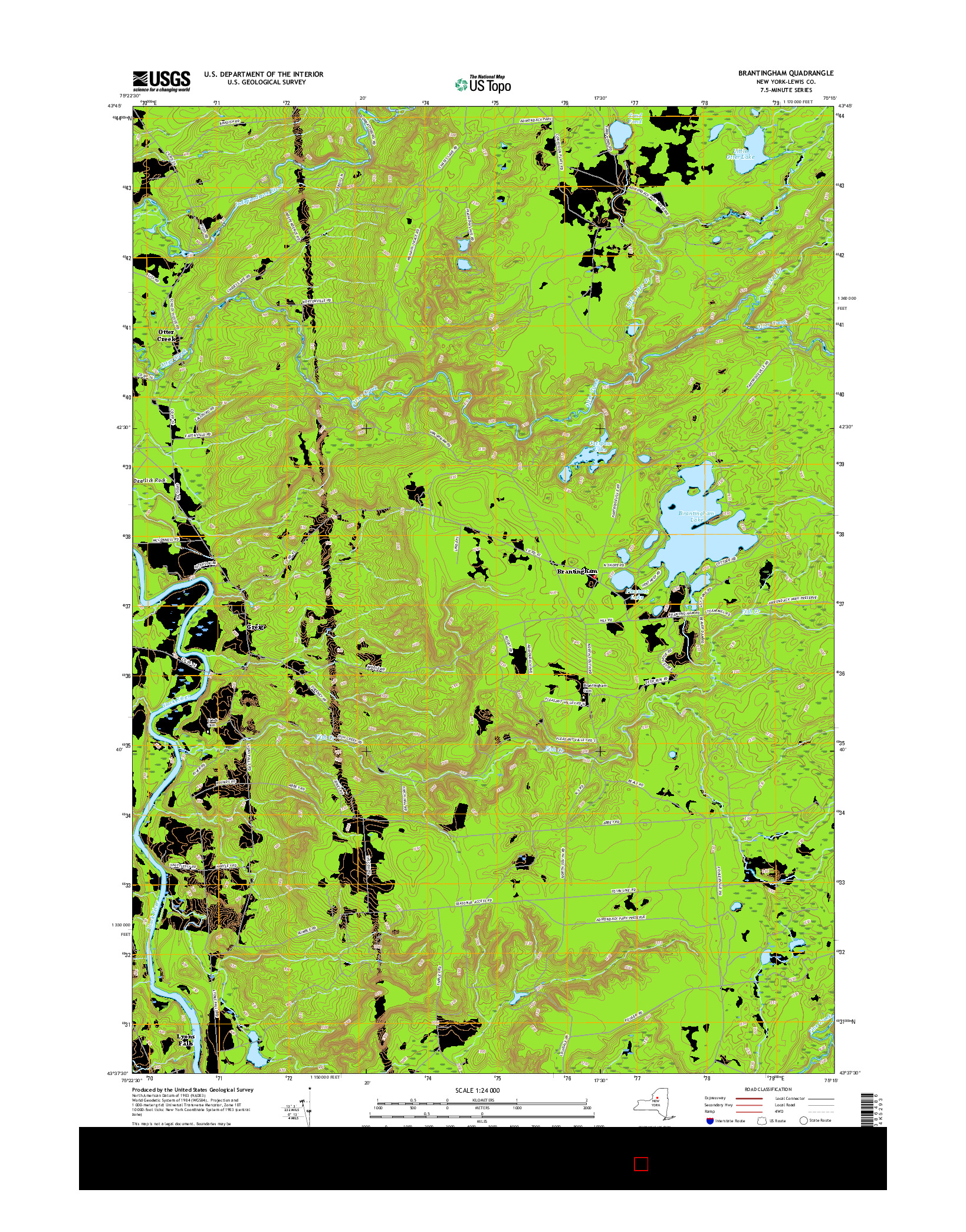 USGS US TOPO 7.5-MINUTE MAP FOR BRANTINGHAM, NY 2016