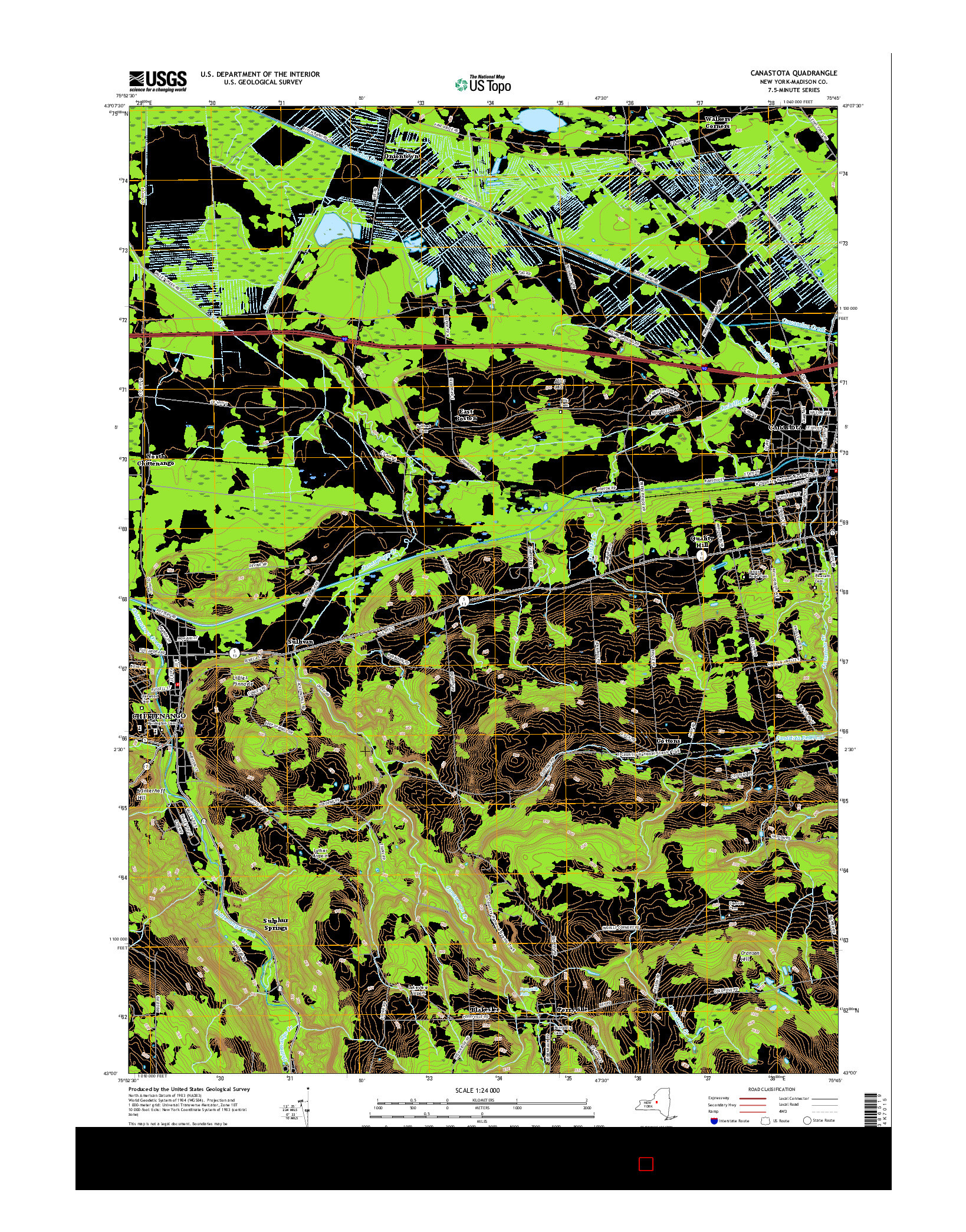 USGS US TOPO 7.5-MINUTE MAP FOR CANASTOTA, NY 2016