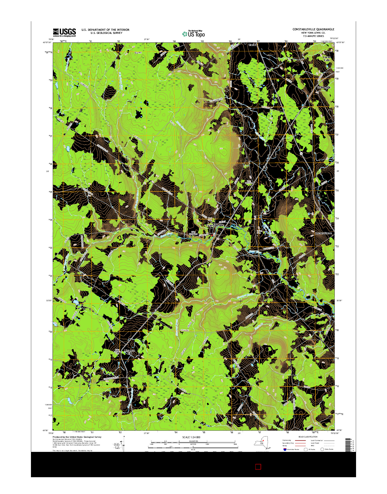 USGS US TOPO 7.5-MINUTE MAP FOR CONSTABLEVILLE, NY 2016