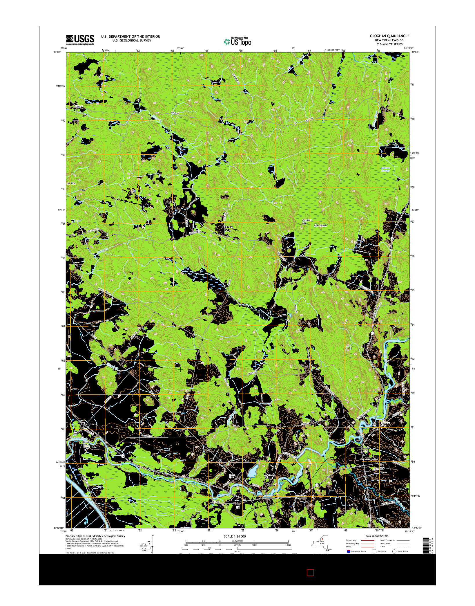 USGS US TOPO 7.5-MINUTE MAP FOR CROGHAN, NY 2016