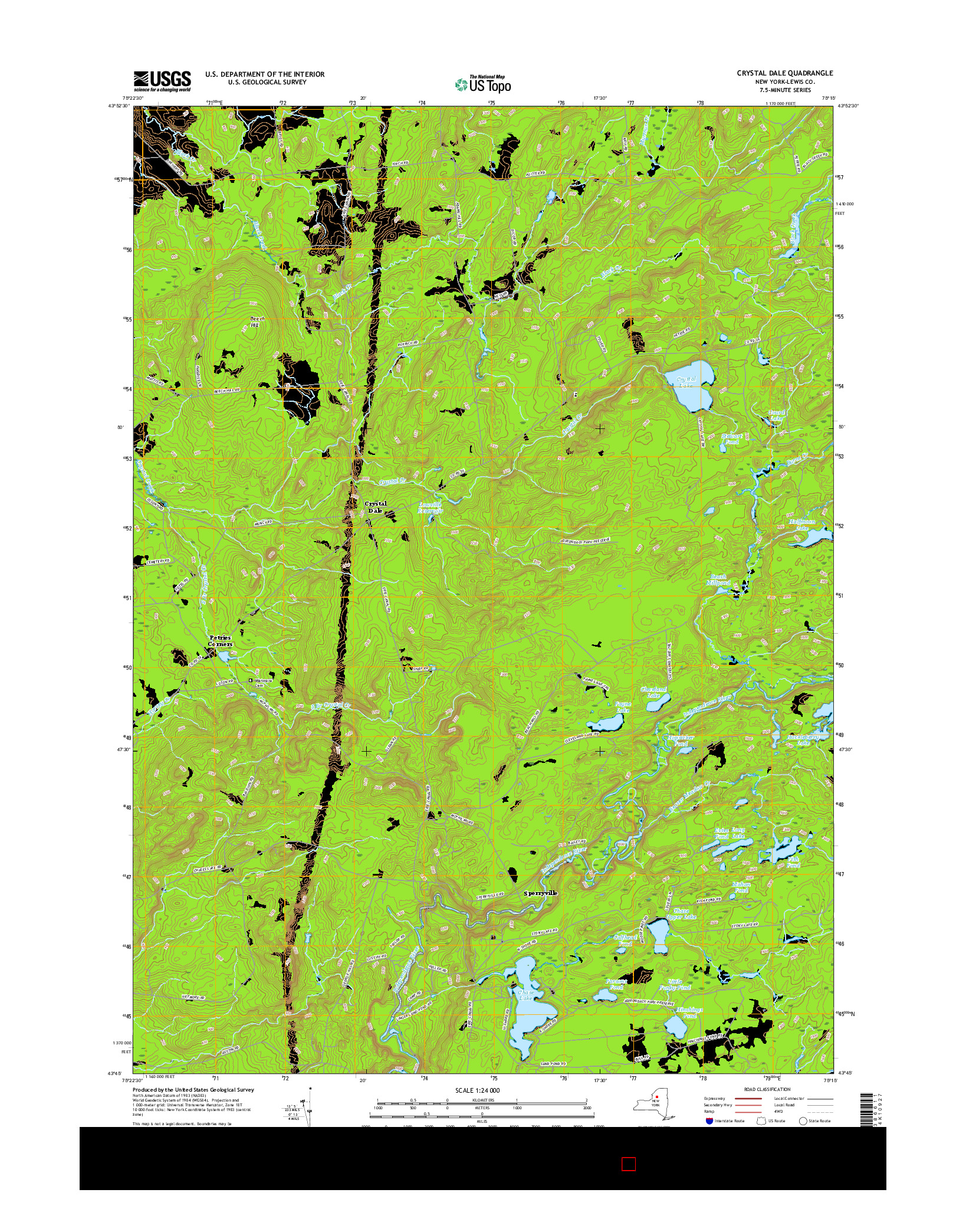 USGS US TOPO 7.5-MINUTE MAP FOR CRYSTAL DALE, NY 2016