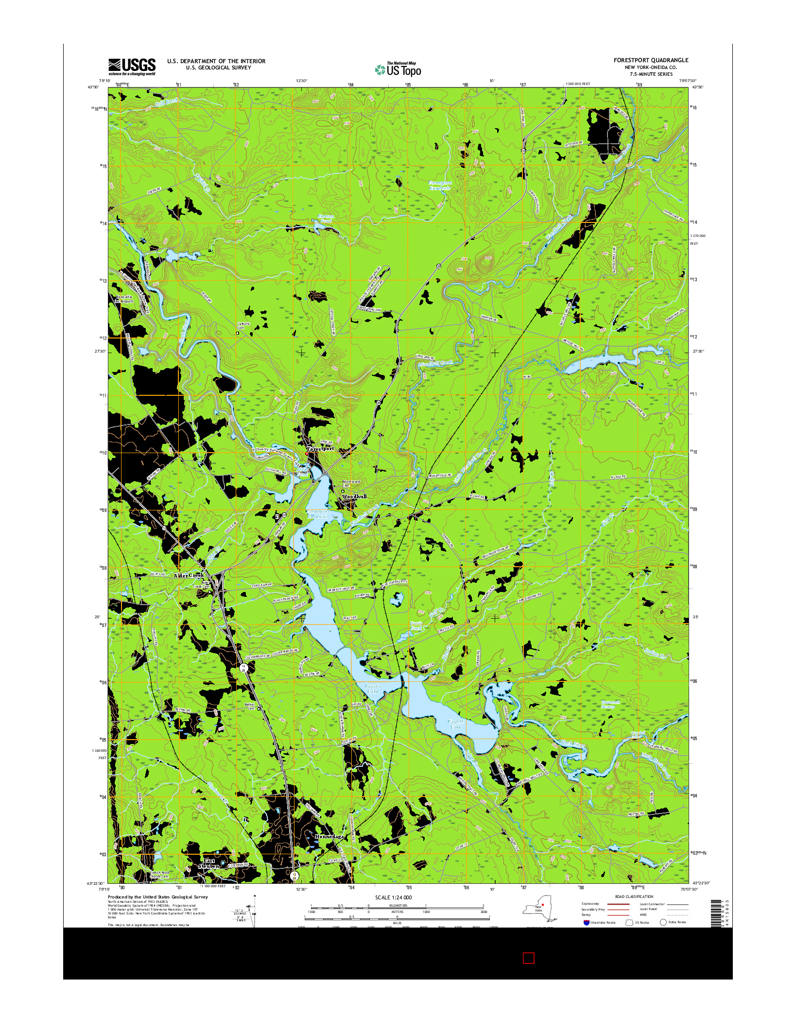 USGS US TOPO 7.5-MINUTE MAP FOR FORESTPORT, NY 2016