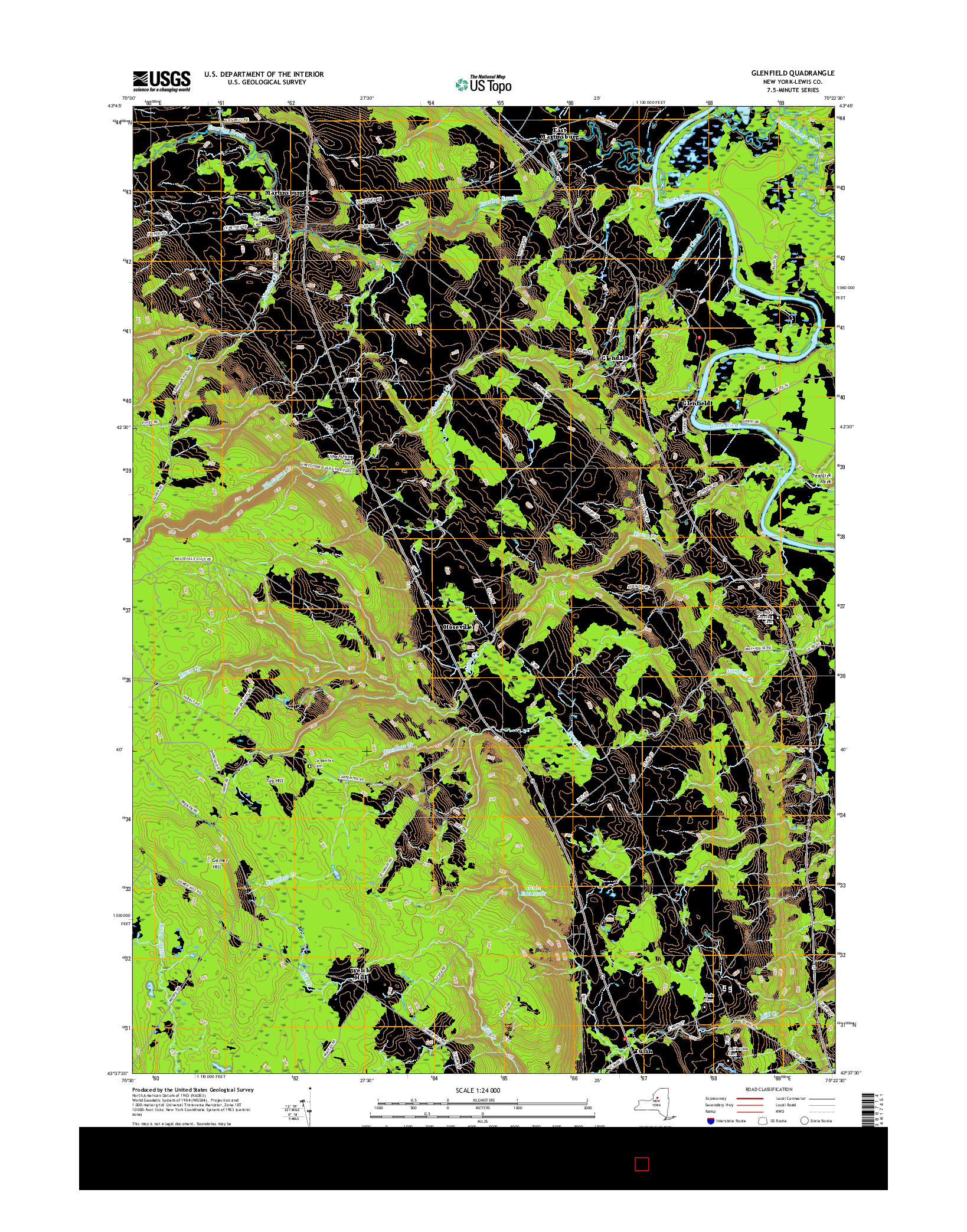 USGS US TOPO 7.5-MINUTE MAP FOR GLENFIELD, NY 2016