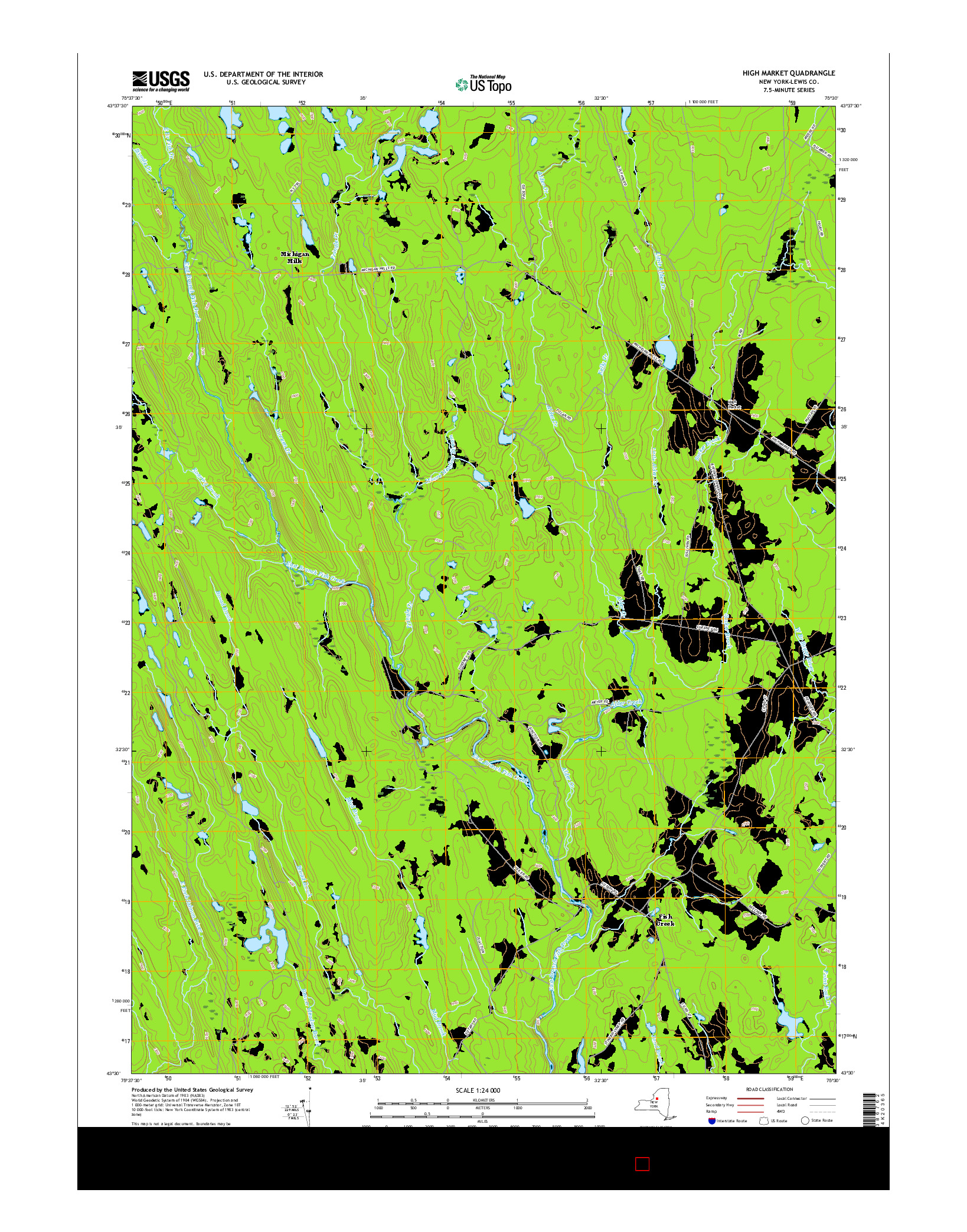 USGS US TOPO 7.5-MINUTE MAP FOR HIGH MARKET, NY 2016