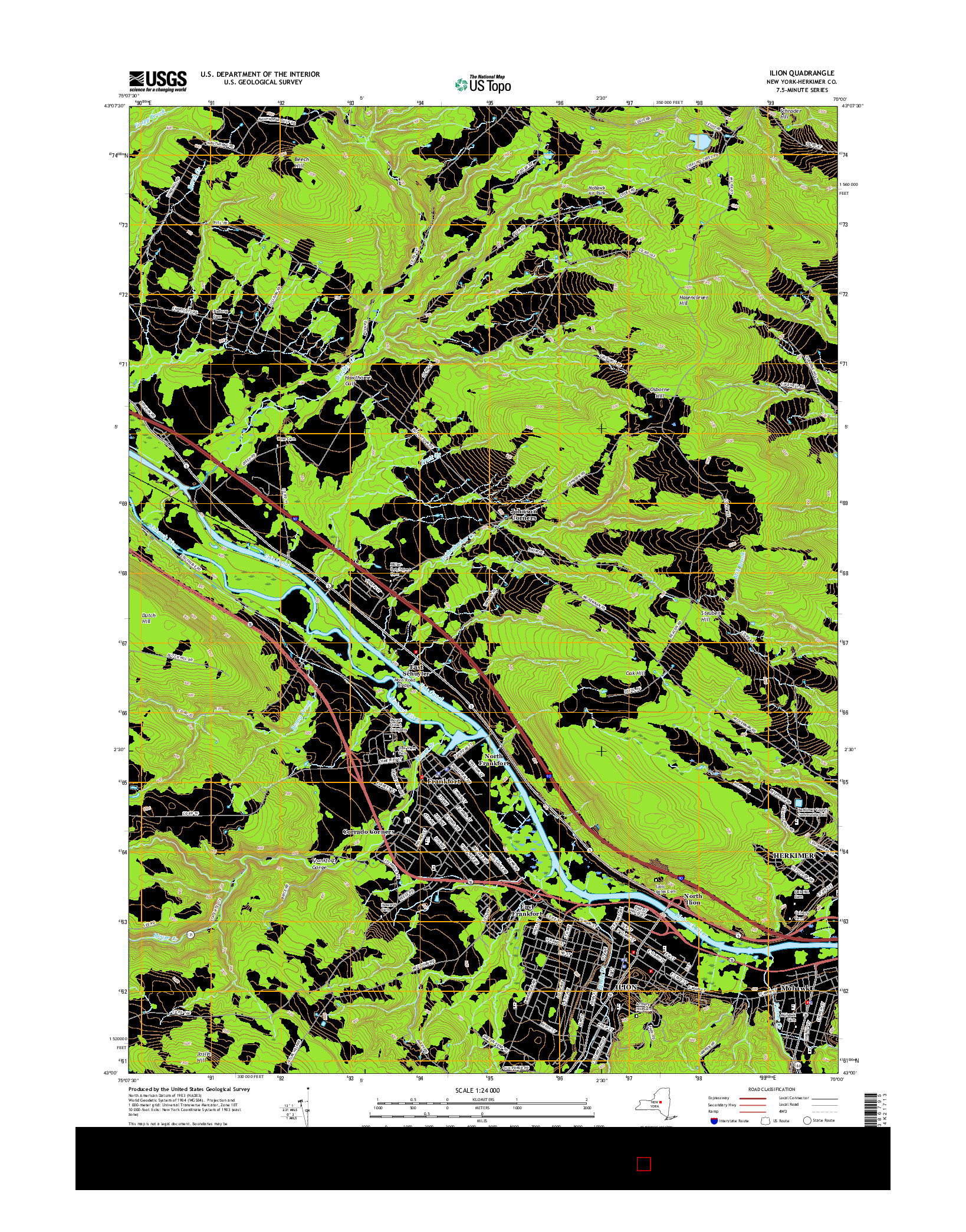 USGS US TOPO 7.5-MINUTE MAP FOR ILION, NY 2016