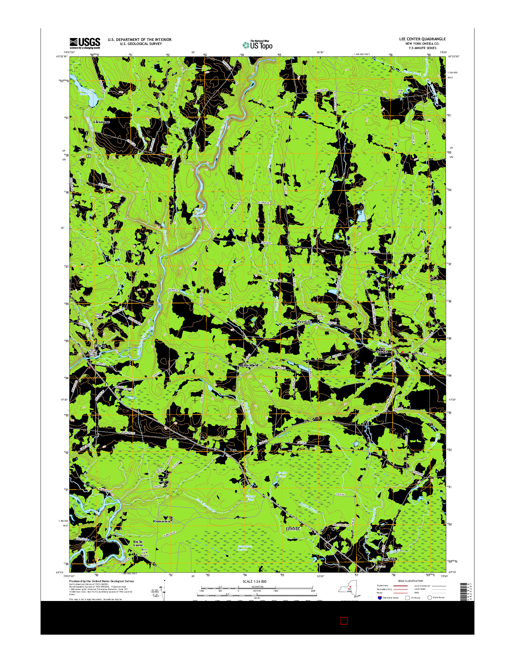 USGS US TOPO 7.5-MINUTE MAP FOR LEE CENTER, NY 2016