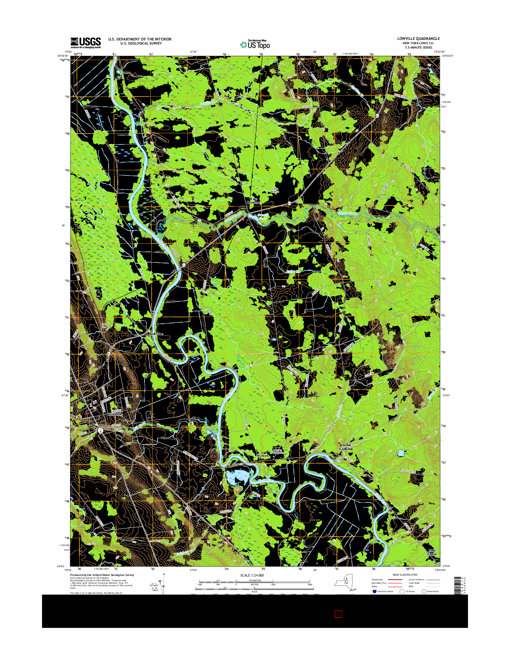 USGS US TOPO 7.5-MINUTE MAP FOR LOWVILLE, NY 2016