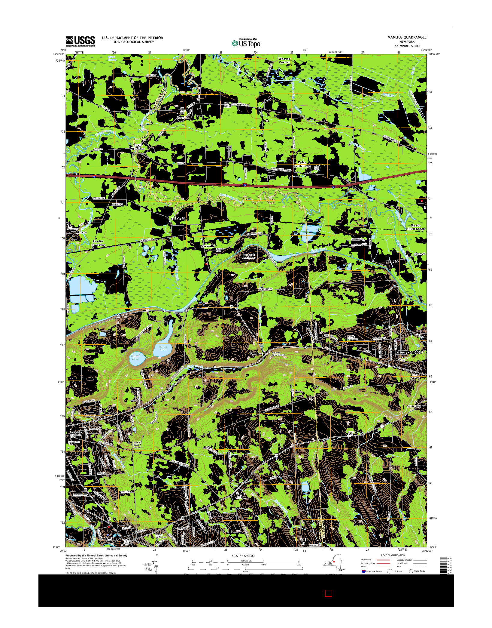 USGS US TOPO 7.5-MINUTE MAP FOR MANLIUS, NY 2016