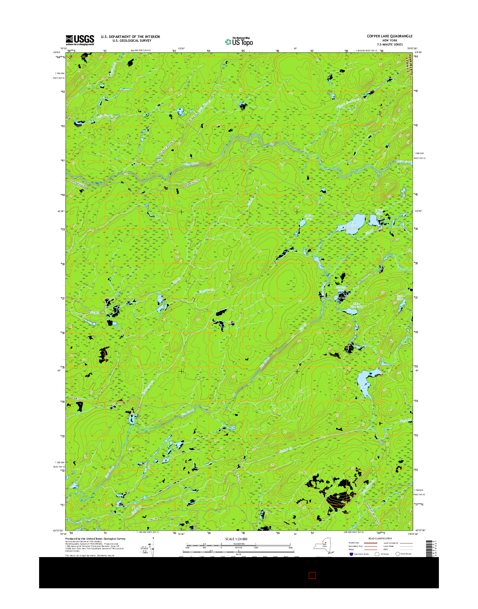 USGS US TOPO 7.5-MINUTE MAP FOR COPPER LAKE, NY 2016