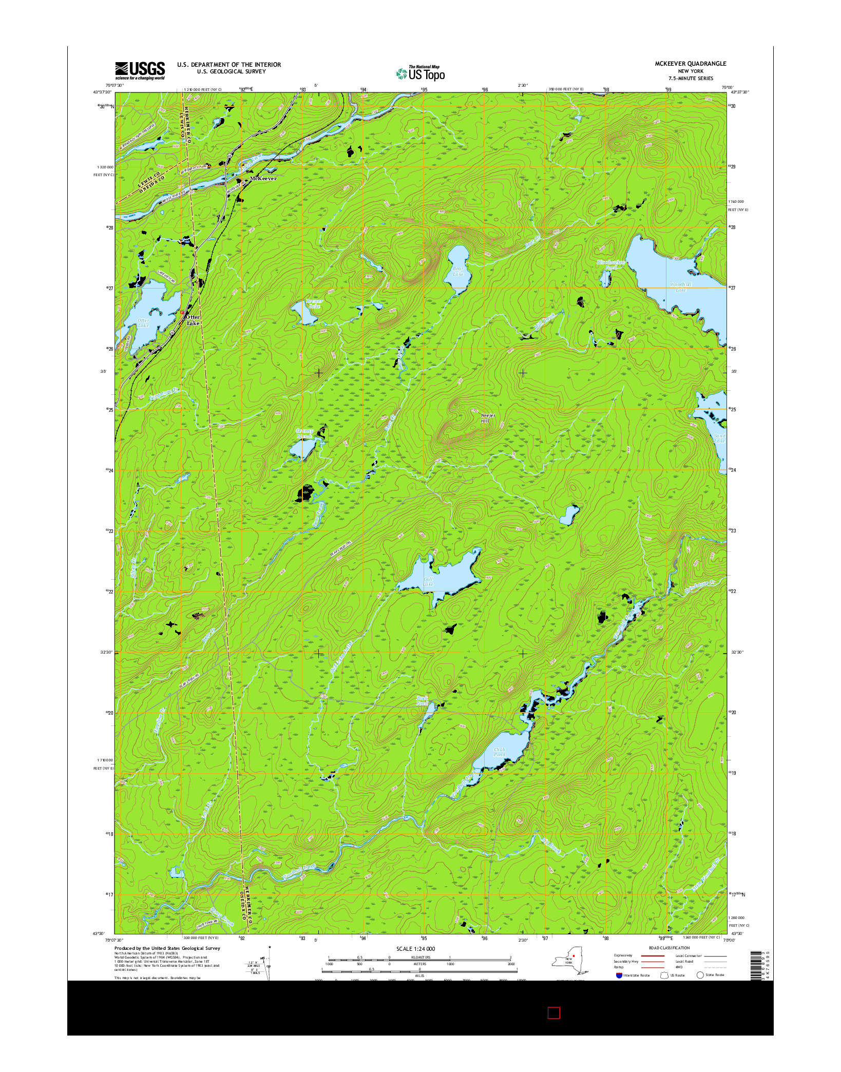 USGS US TOPO 7.5-MINUTE MAP FOR MCKEEVER, NY 2016