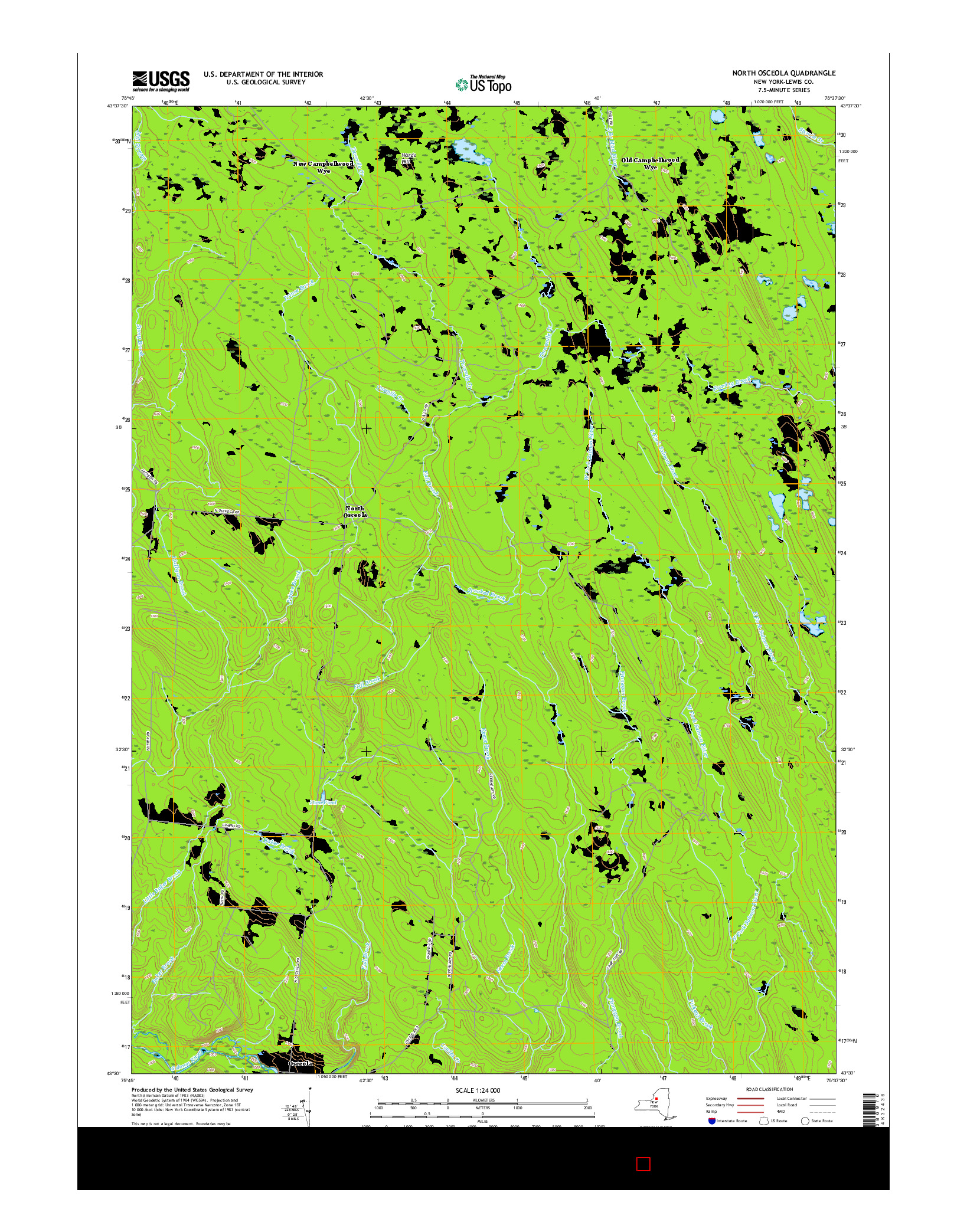 USGS US TOPO 7.5-MINUTE MAP FOR NORTH OSCEOLA, NY 2016