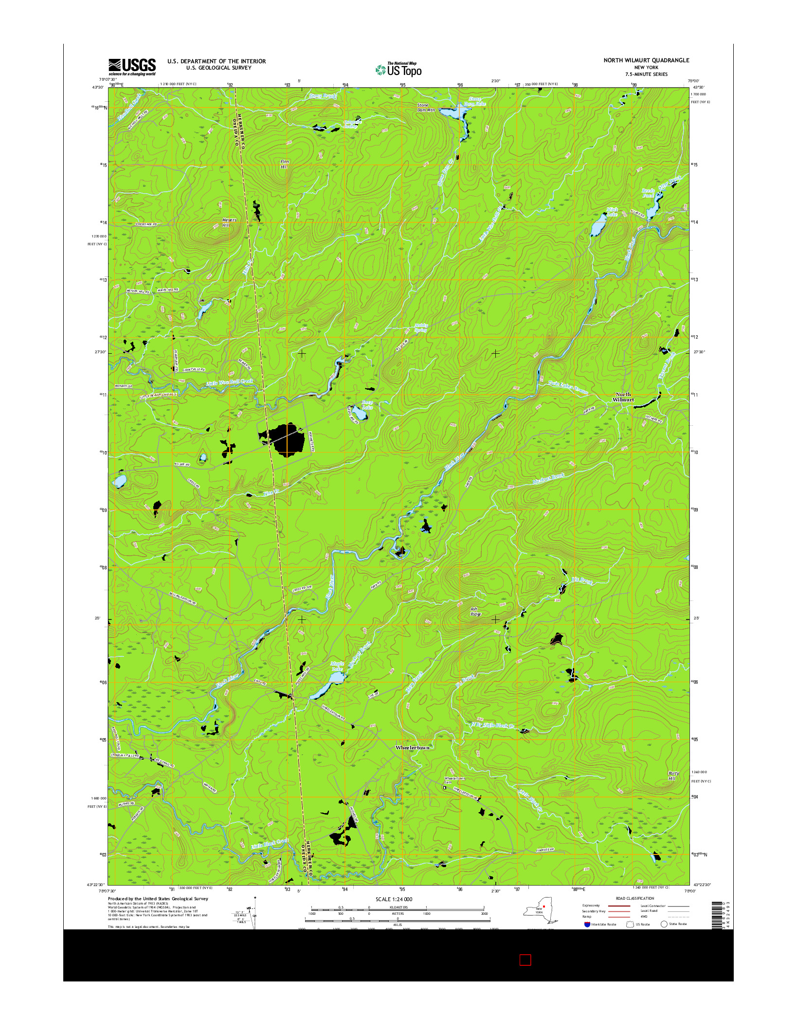 USGS US TOPO 7.5-MINUTE MAP FOR NORTH WILMURT, NY 2016