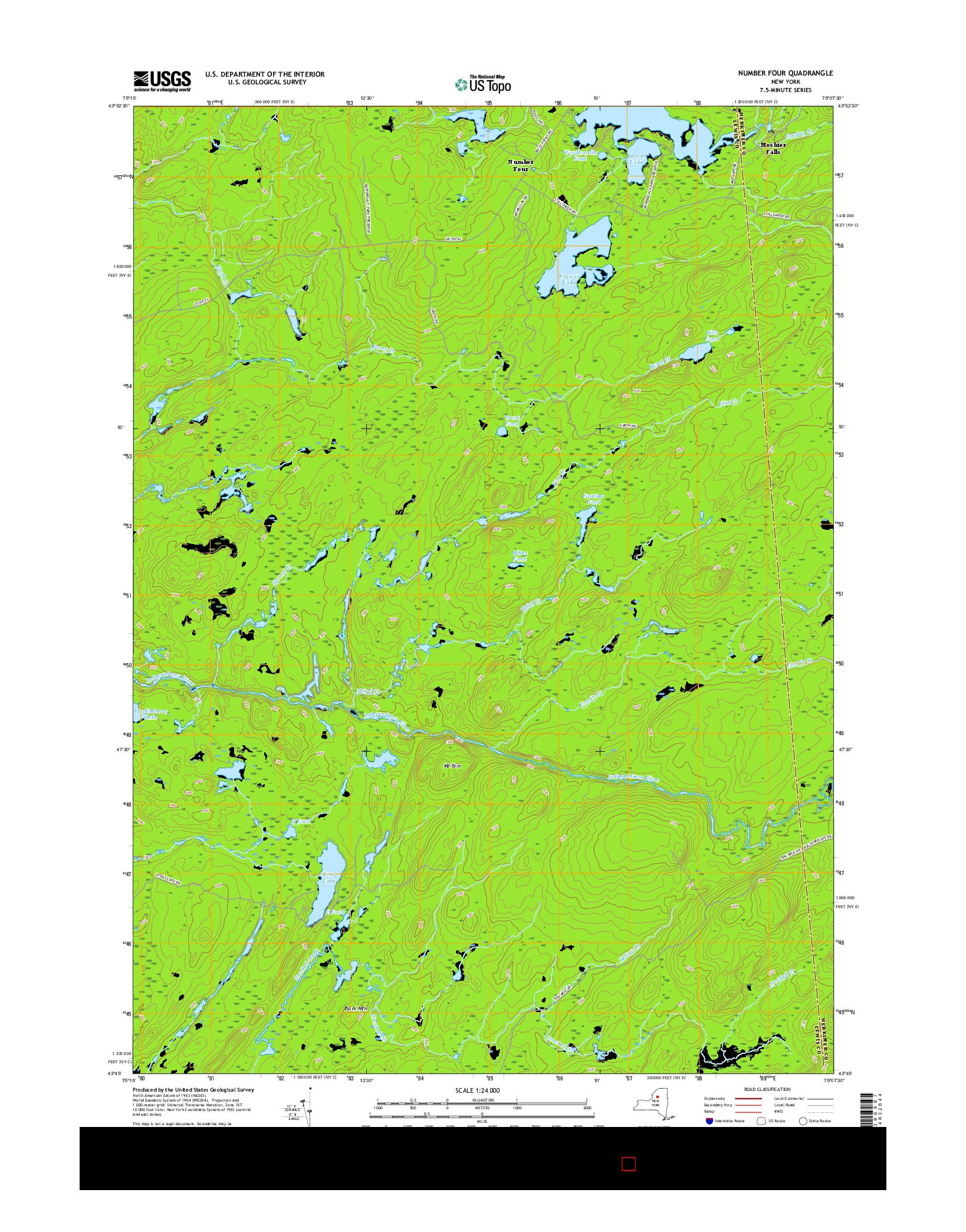 USGS US TOPO 7.5-MINUTE MAP FOR NUMBER FOUR, NY 2016
