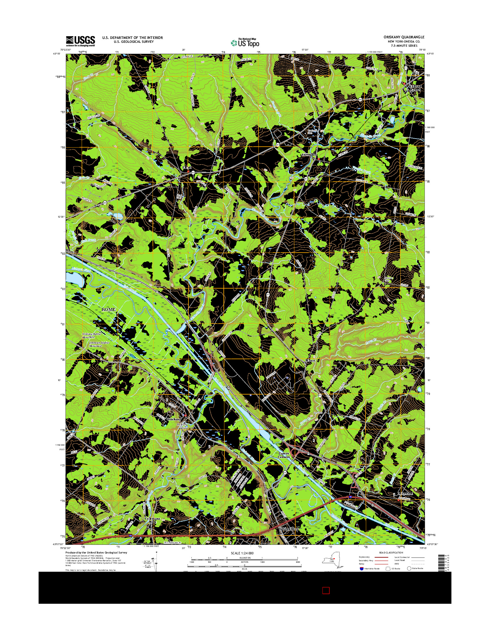 USGS US TOPO 7.5-MINUTE MAP FOR ORISKANY, NY 2016
