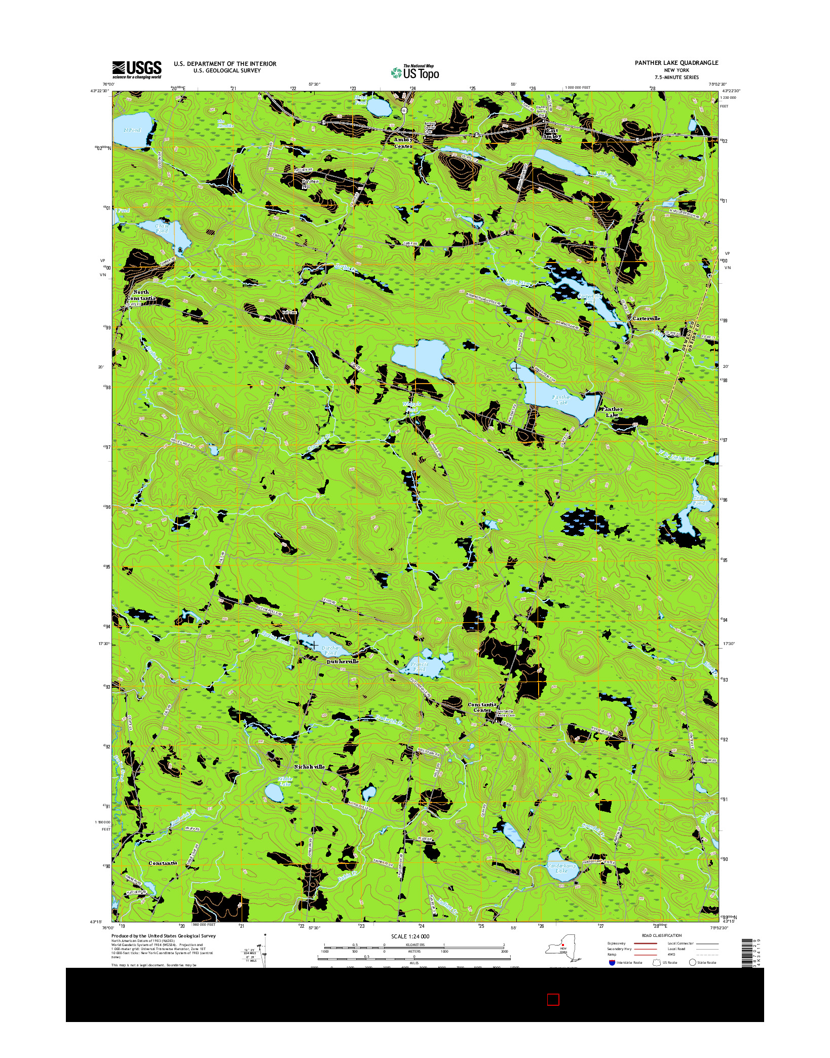 USGS US TOPO 7.5-MINUTE MAP FOR PANTHER LAKE, NY 2016