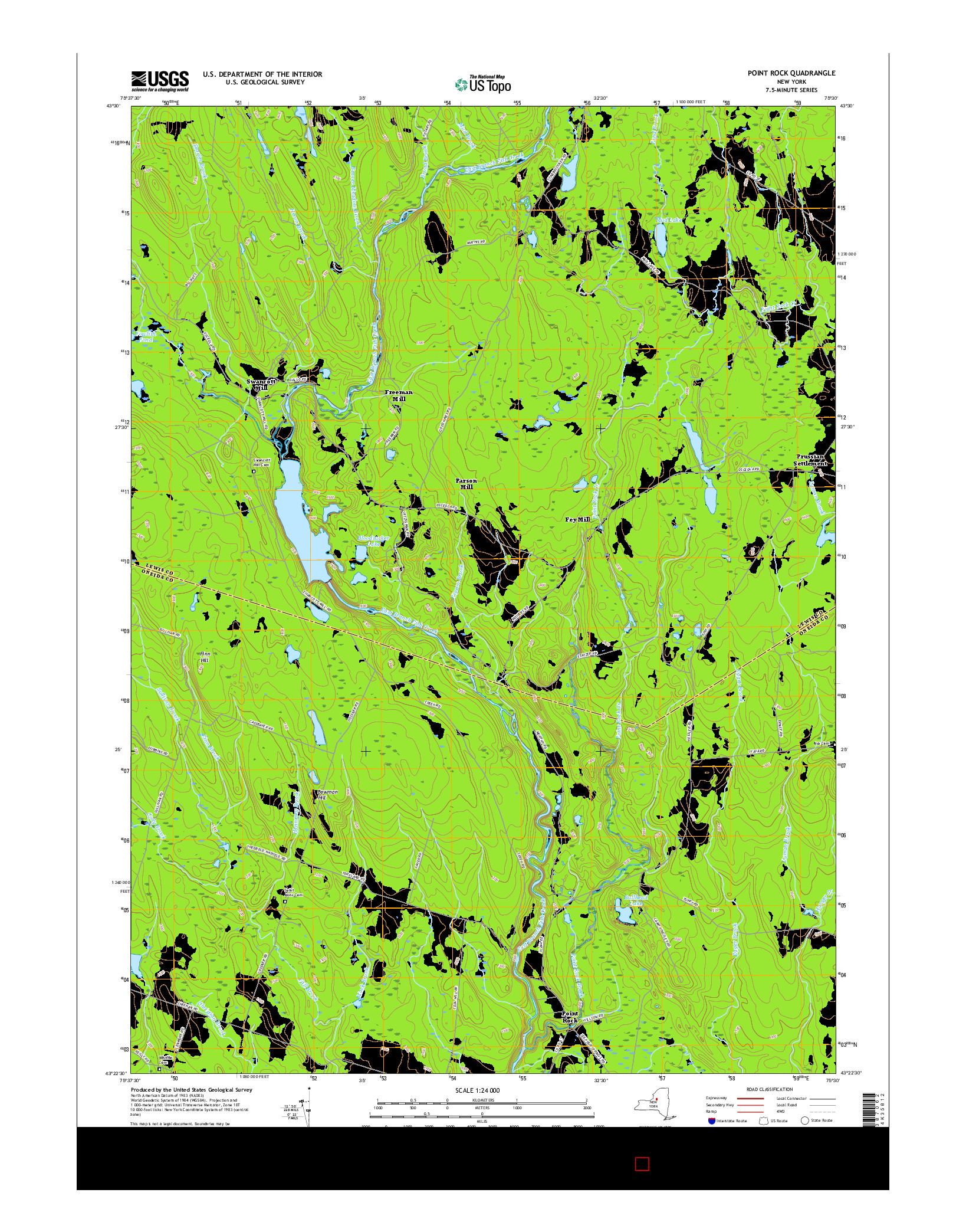 USGS US TOPO 7.5-MINUTE MAP FOR POINT ROCK, NY 2016