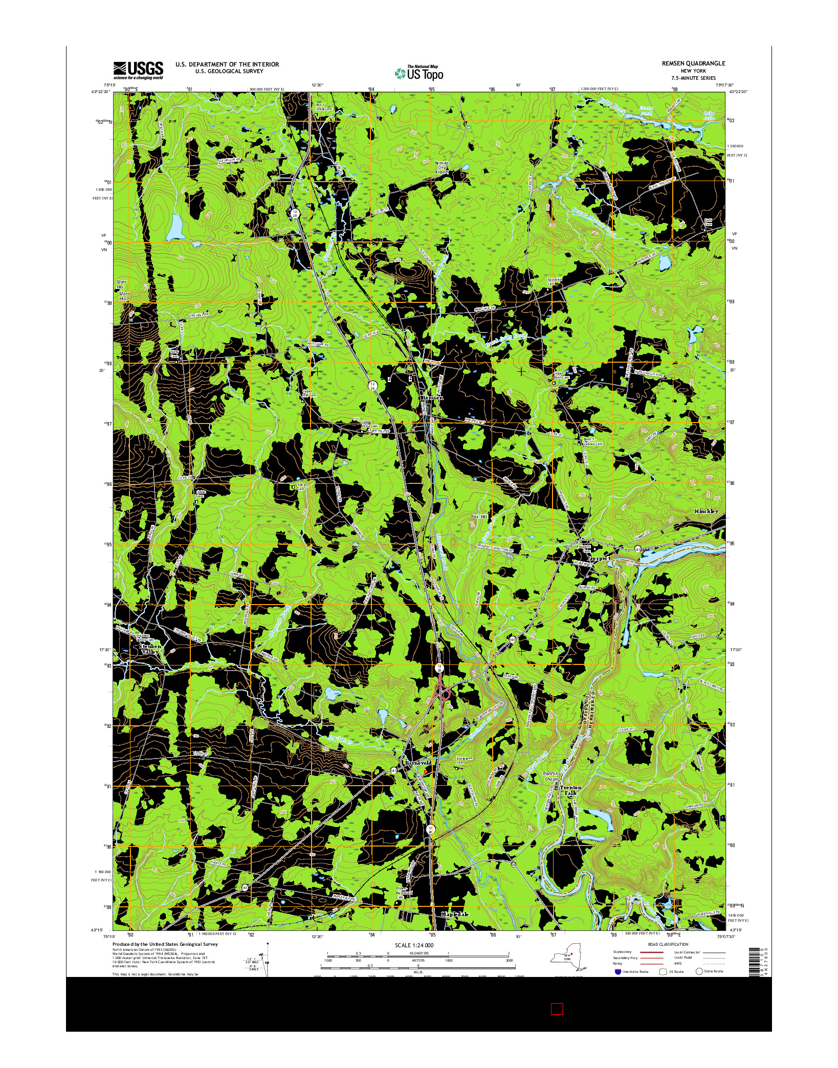 USGS US TOPO 7.5-MINUTE MAP FOR REMSEN, NY 2016