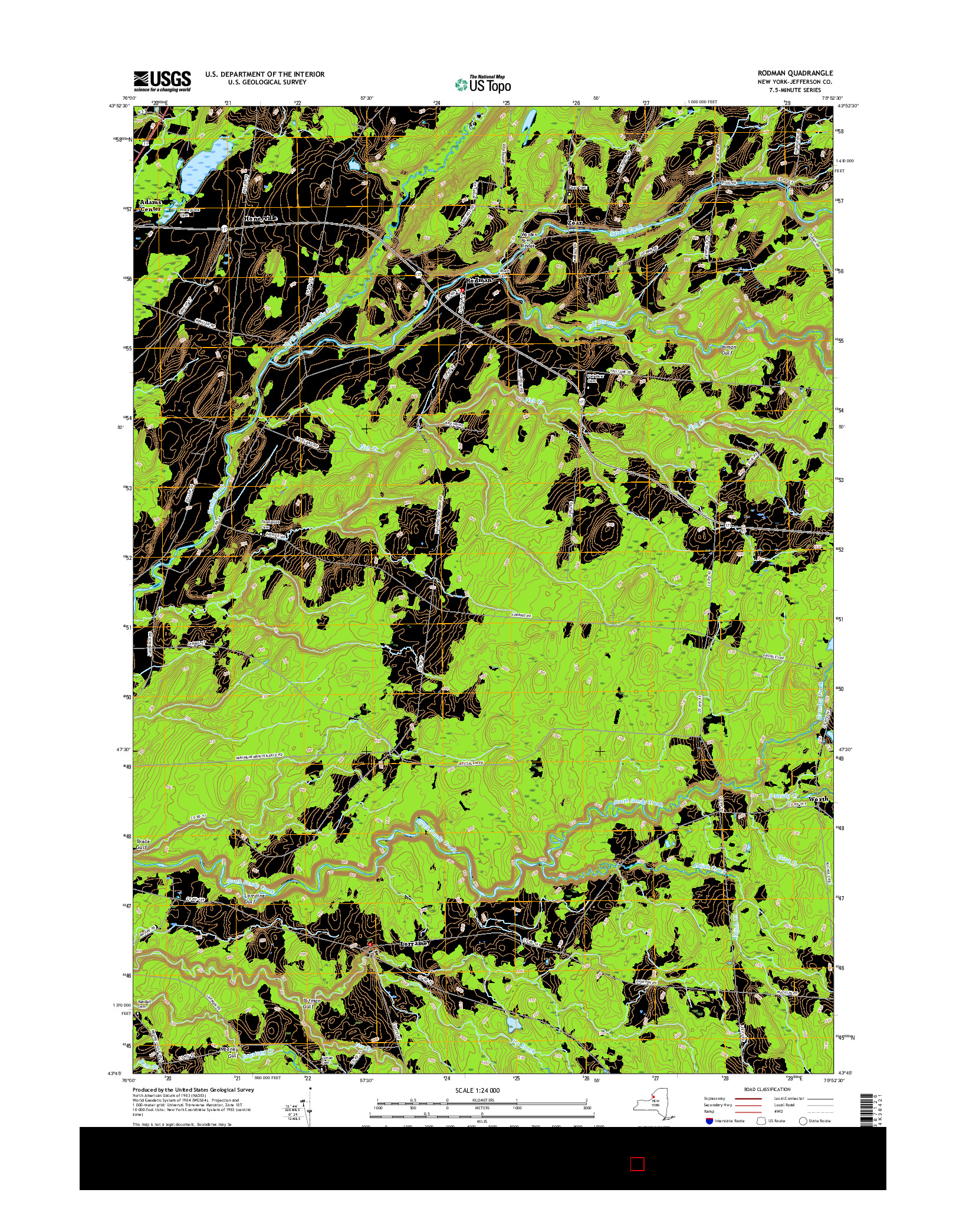 USGS US TOPO 7.5-MINUTE MAP FOR RODMAN, NY 2016