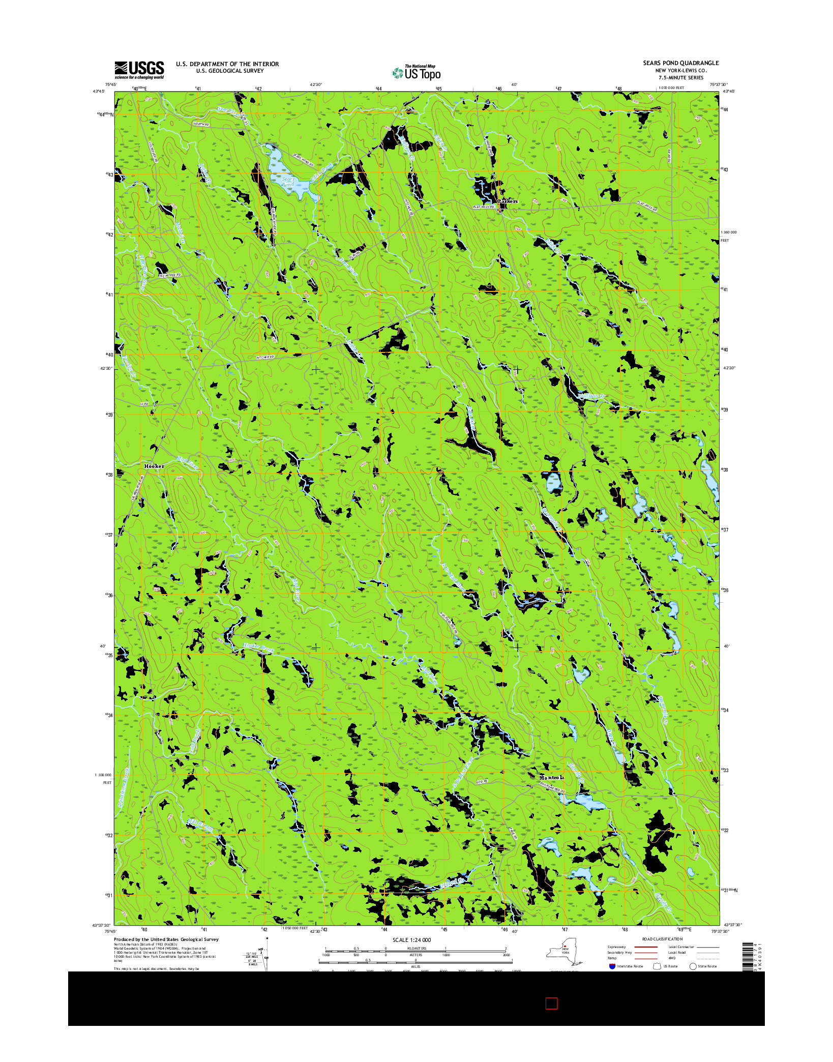 USGS US TOPO 7.5-MINUTE MAP FOR SEARS POND, NY 2016