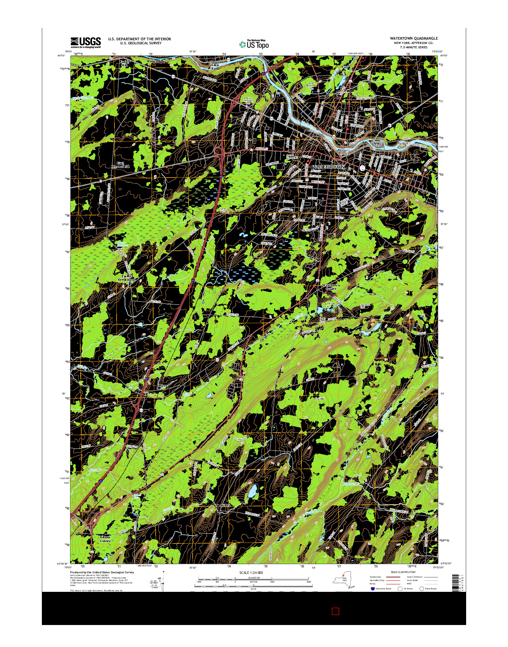 USGS US TOPO 7.5-MINUTE MAP FOR WATERTOWN, NY 2016