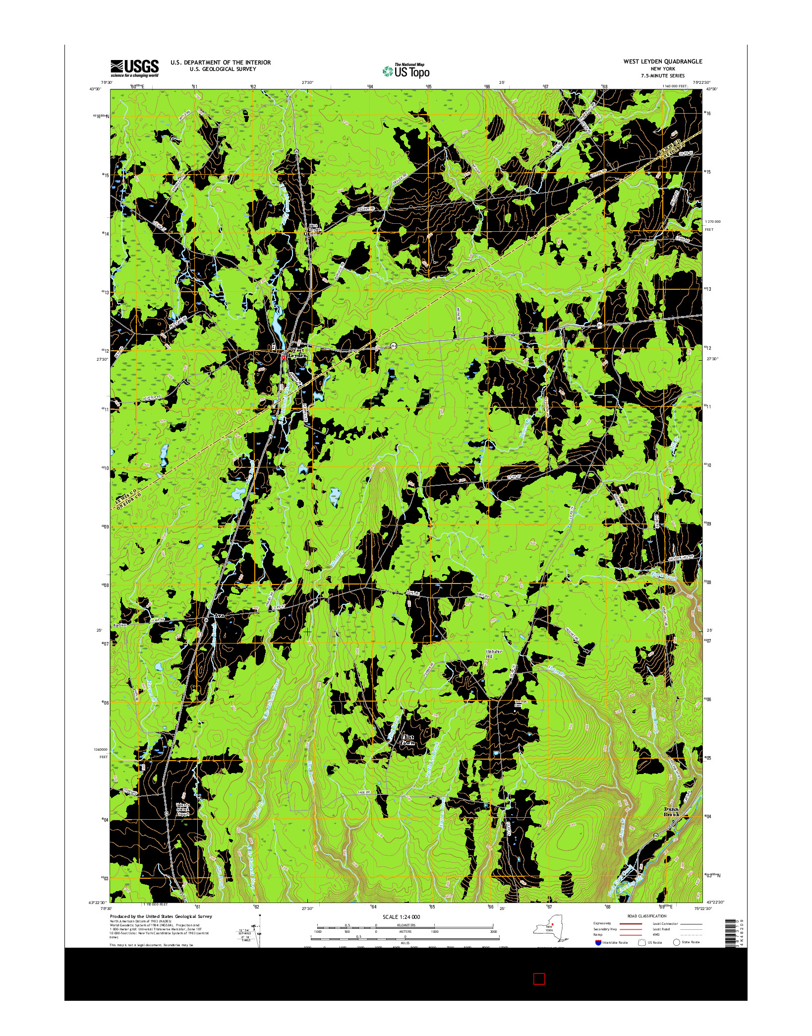 USGS US TOPO 7.5-MINUTE MAP FOR WEST LEYDEN, NY 2016