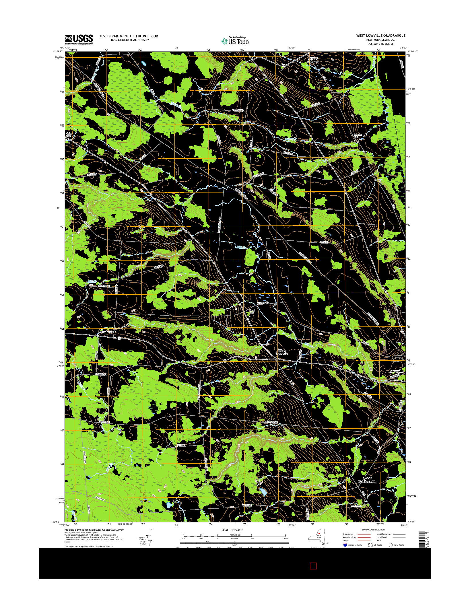 USGS US TOPO 7.5-MINUTE MAP FOR WEST LOWVILLE, NY 2016