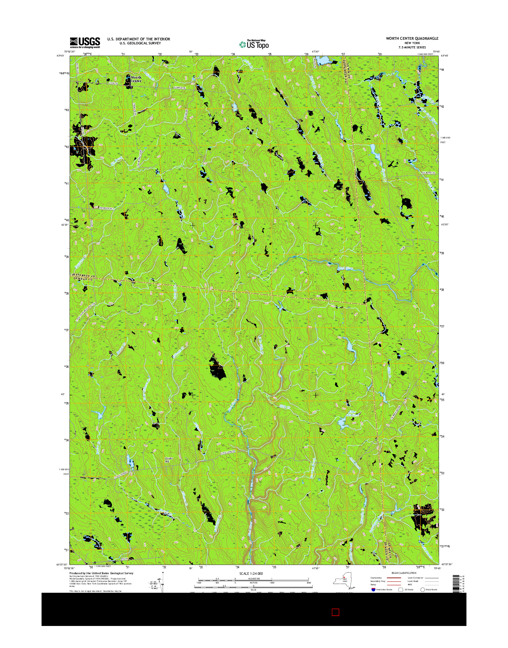 USGS US TOPO 7.5-MINUTE MAP FOR WORTH CENTER, NY 2016