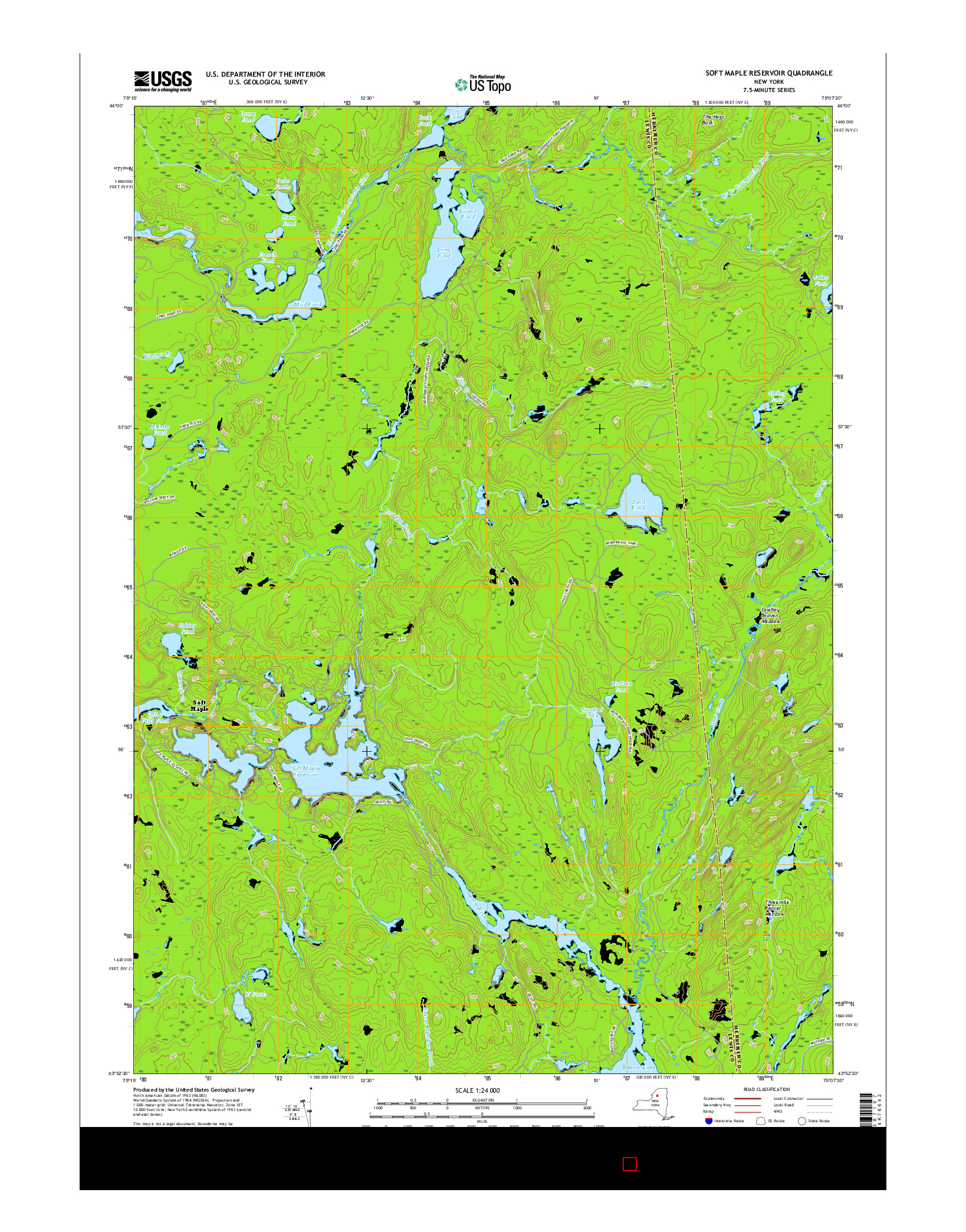 USGS US TOPO 7.5-MINUTE MAP FOR SOFT MAPLE RESERVOIR, NY 2016