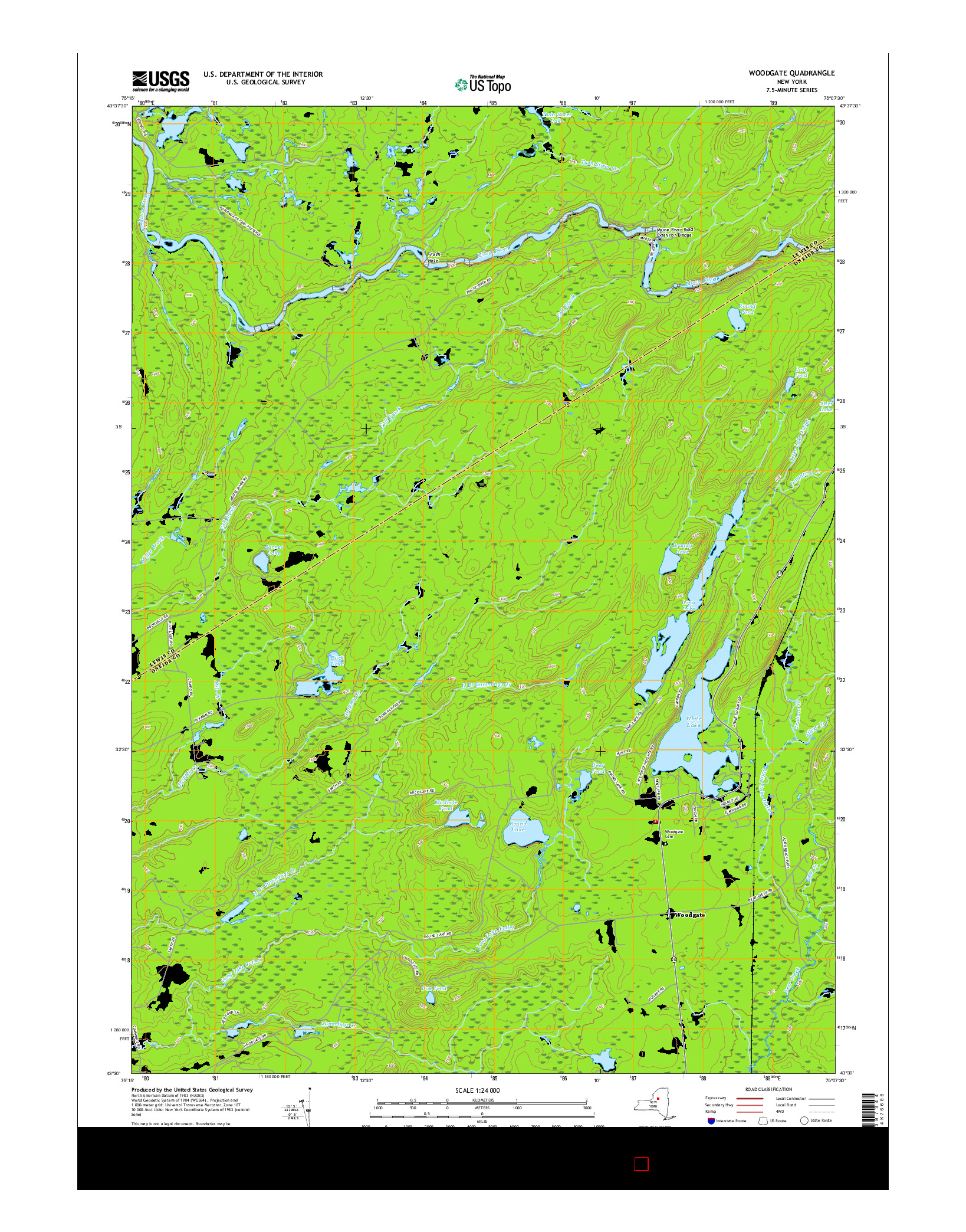 USGS US TOPO 7.5-MINUTE MAP FOR WOODGATE, NY 2016