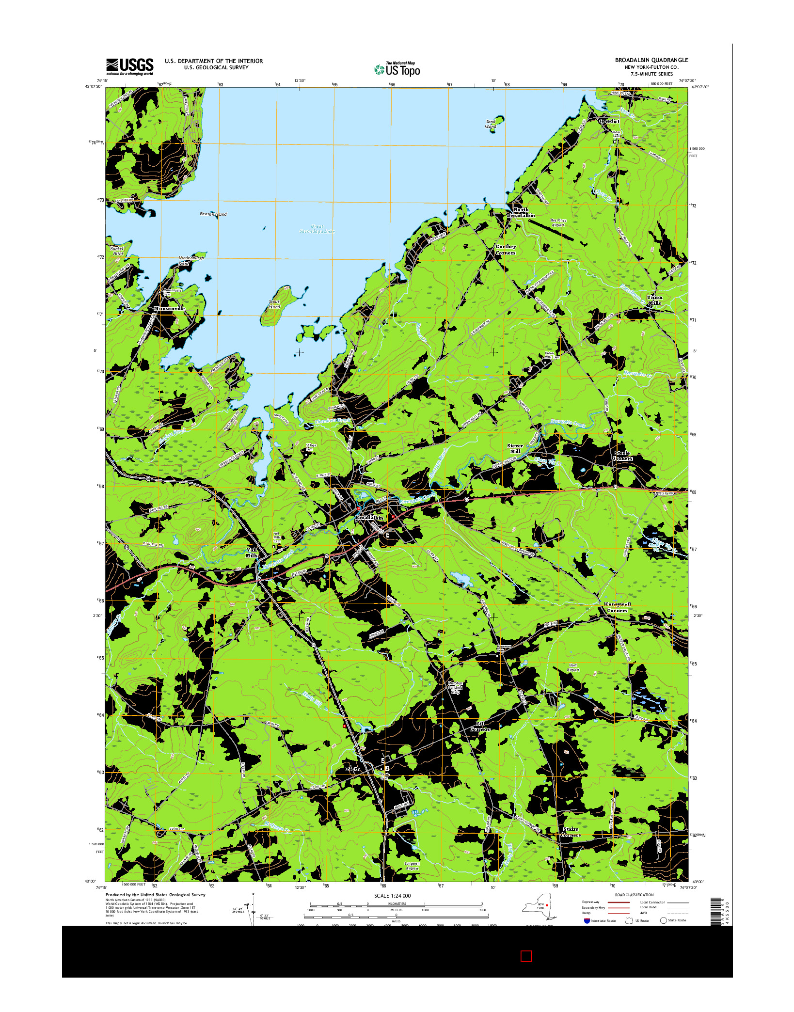 USGS US TOPO 7.5-MINUTE MAP FOR BROADALBIN, NY 2016