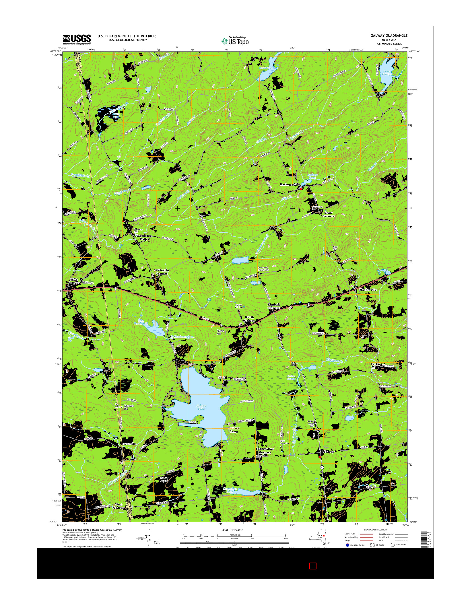 USGS US TOPO 7.5-MINUTE MAP FOR GALWAY, NY 2016