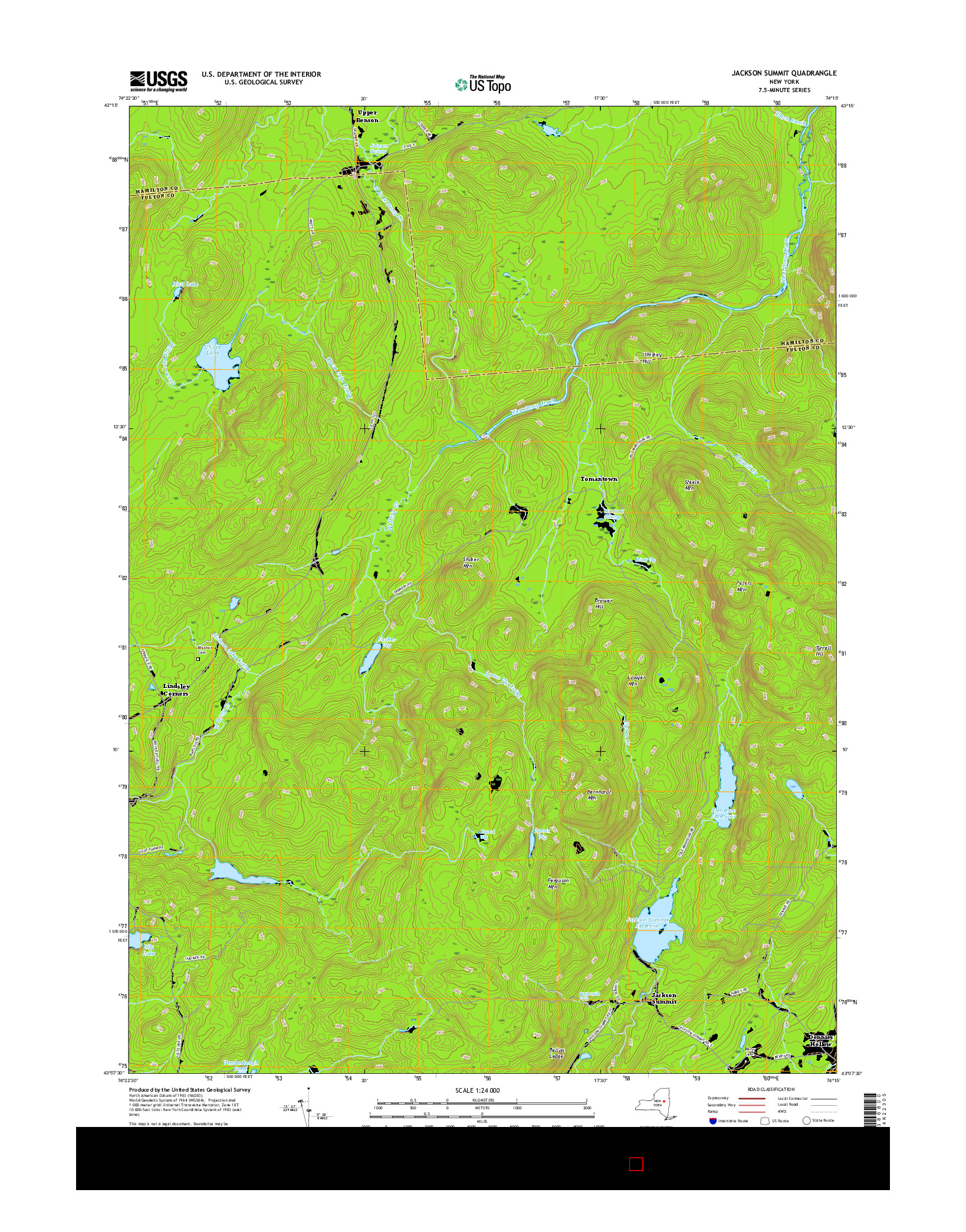 USGS US TOPO 7.5-MINUTE MAP FOR JACKSON SUMMIT, NY 2016