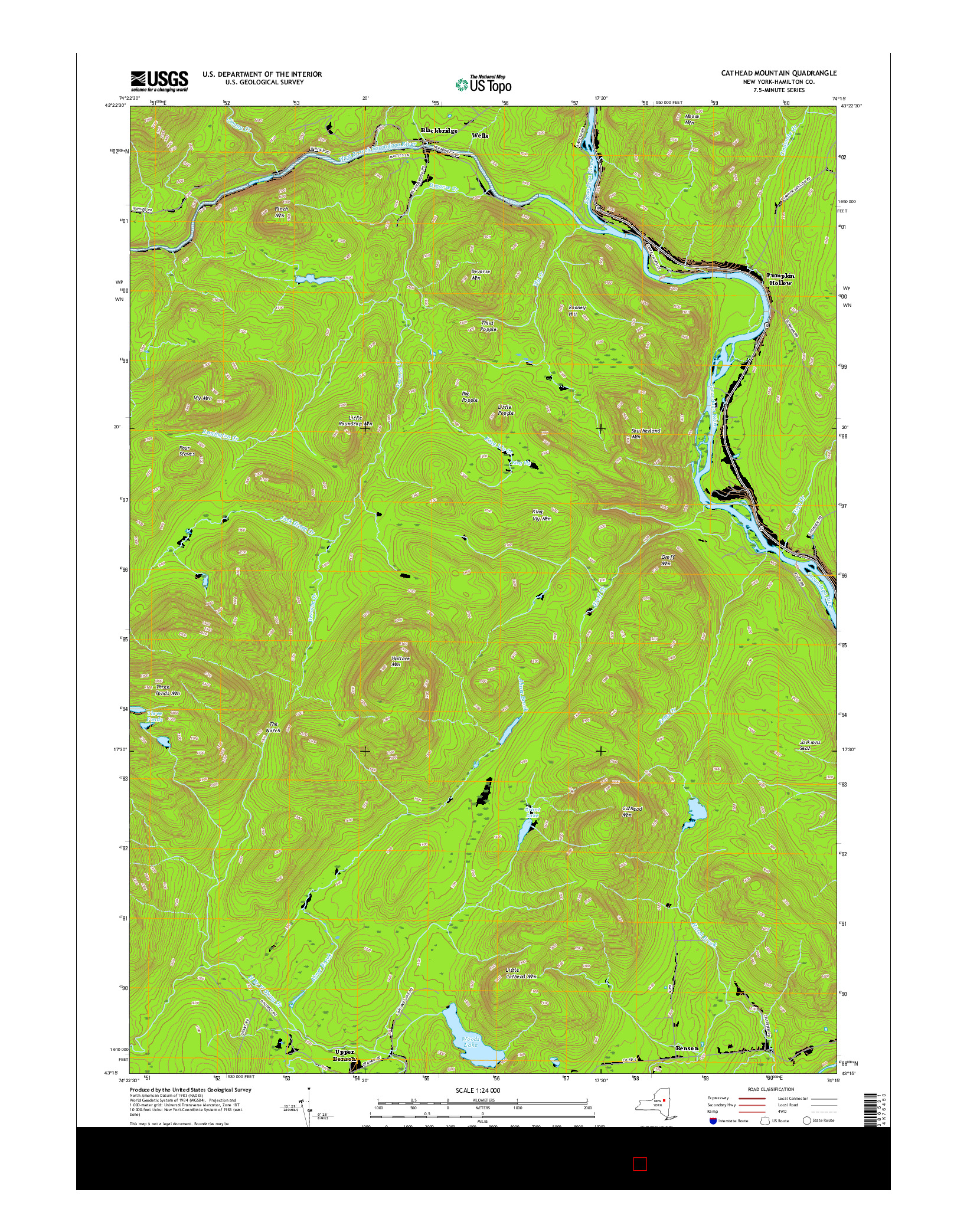 USGS US TOPO 7.5-MINUTE MAP FOR CATHEAD MOUNTAIN, NY 2016