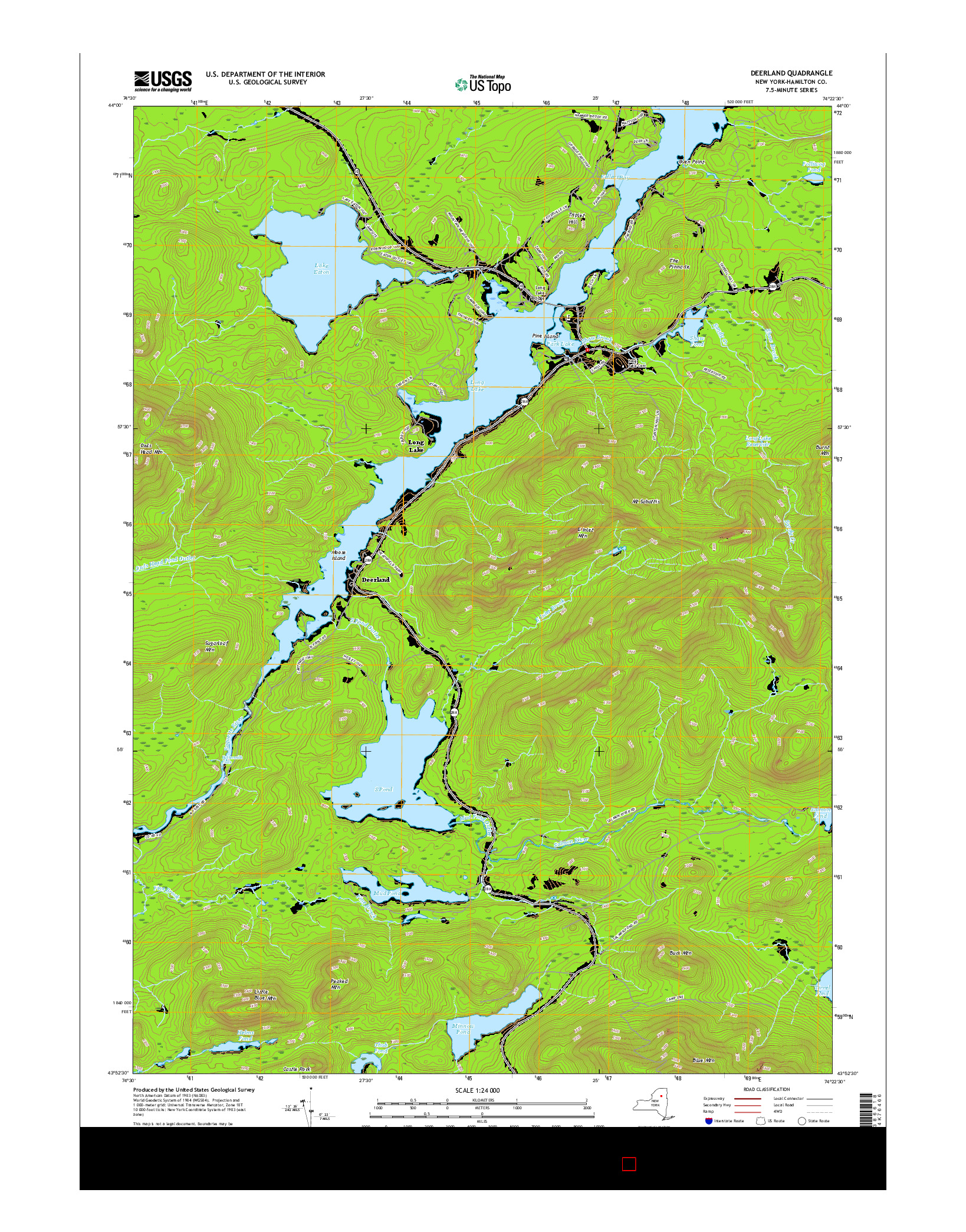 USGS US TOPO 7.5-MINUTE MAP FOR DEERLAND, NY 2016