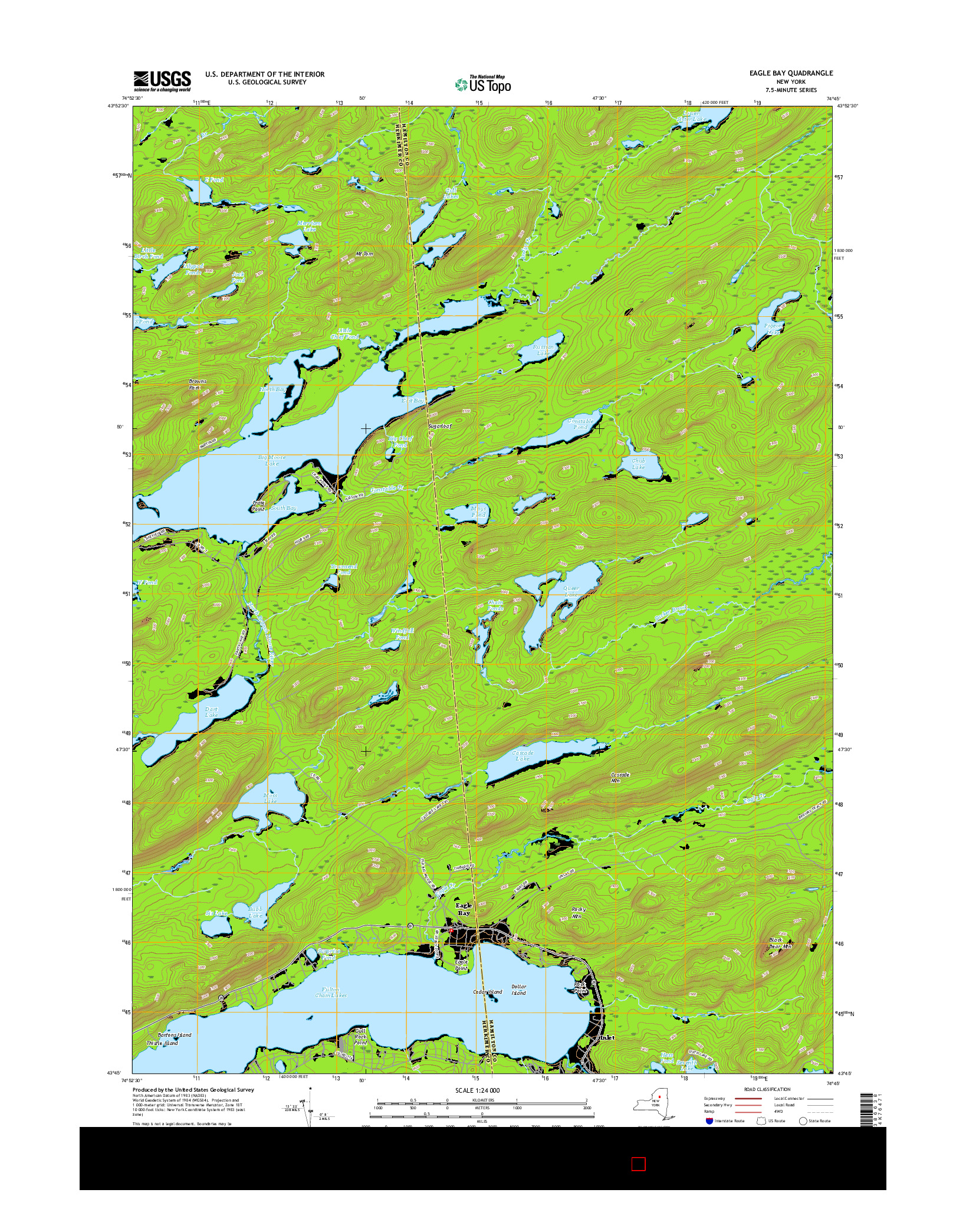 USGS US TOPO 7.5-MINUTE MAP FOR EAGLE BAY, NY 2016