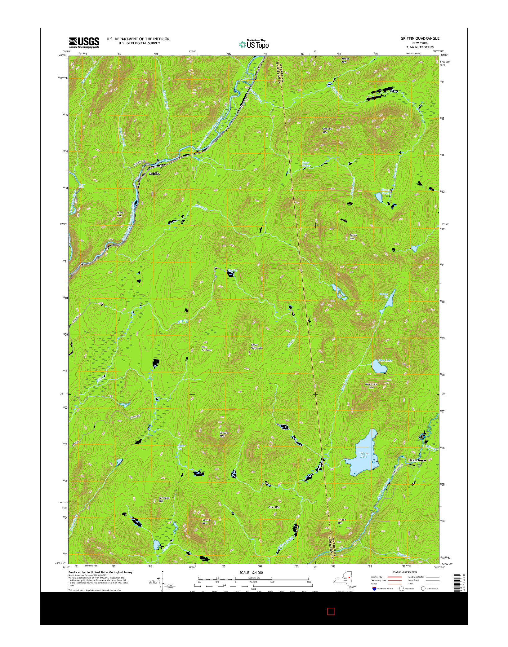 USGS US TOPO 7.5-MINUTE MAP FOR GRIFFIN, NY 2016
