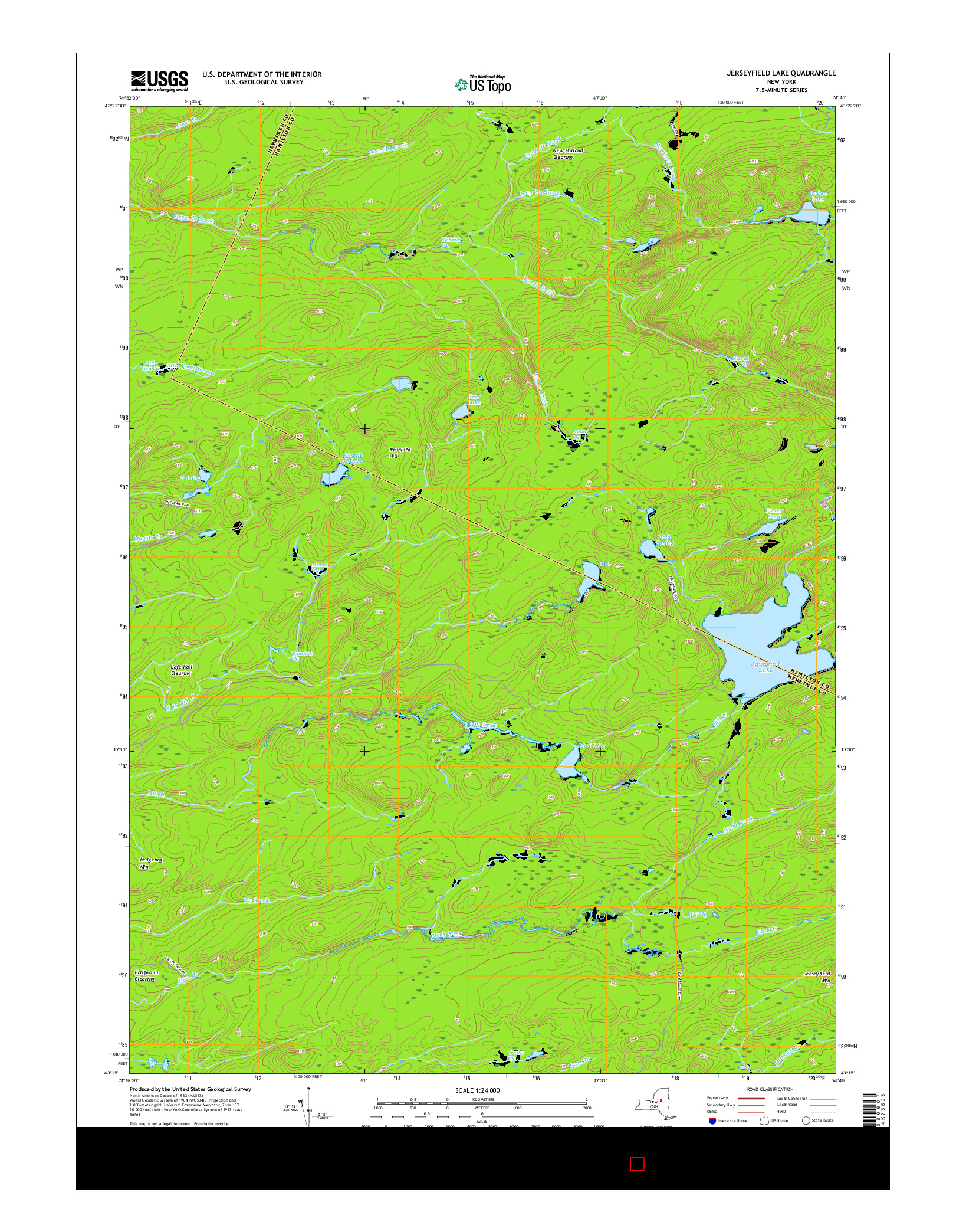 USGS US TOPO 7.5-MINUTE MAP FOR JERSEYFIELD LAKE, NY 2016