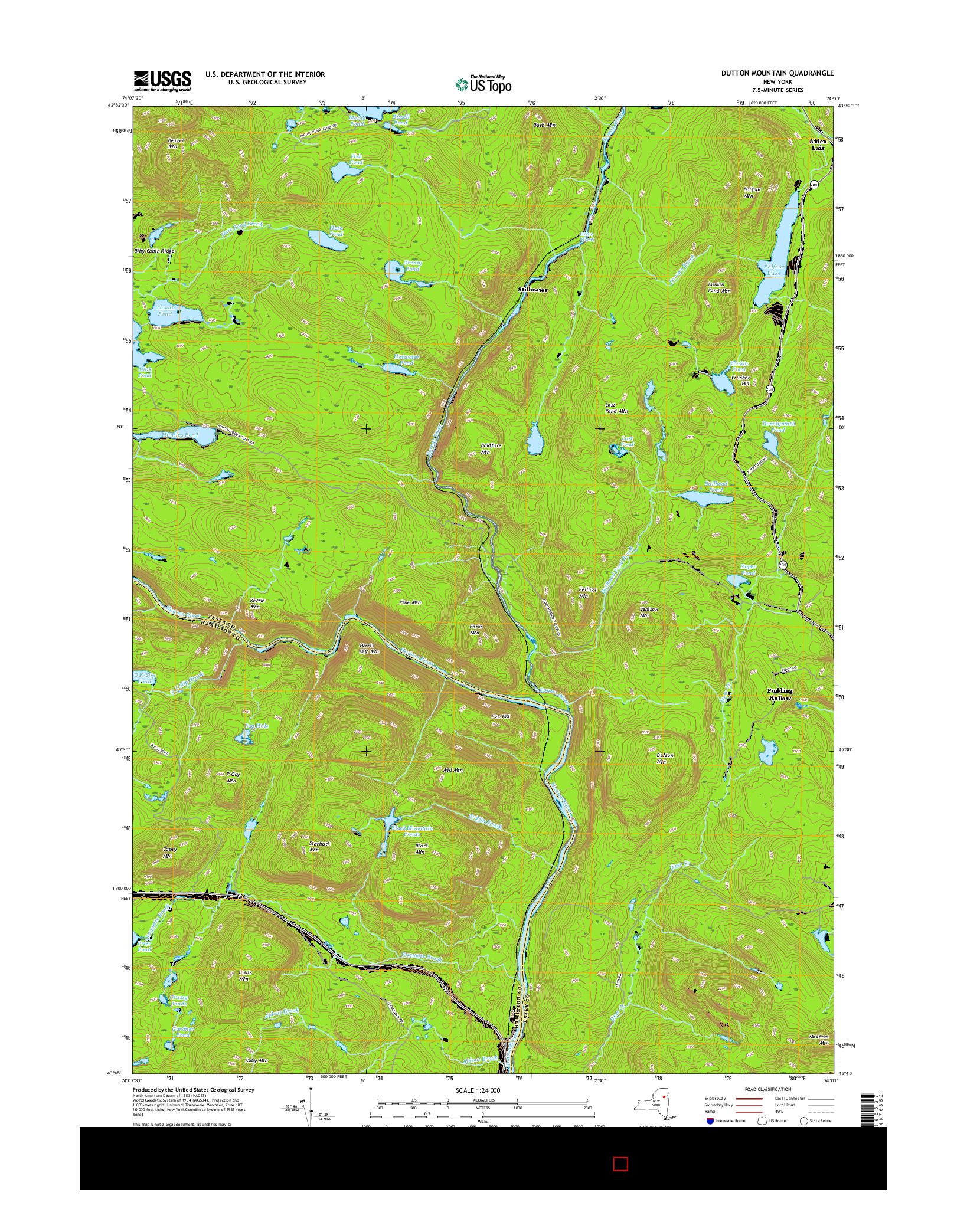 USGS US TOPO 7.5-MINUTE MAP FOR DUTTON MOUNTAIN, NY 2016