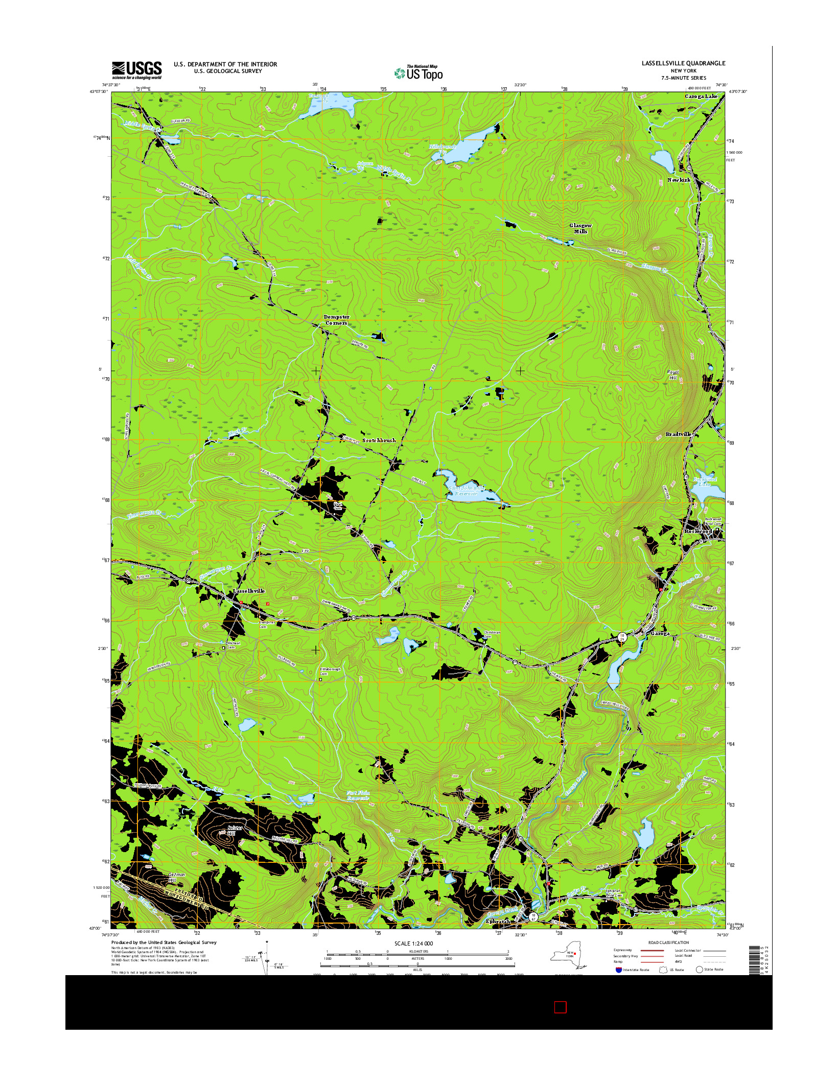 USGS US TOPO 7.5-MINUTE MAP FOR LASSELLSVILLE, NY 2016