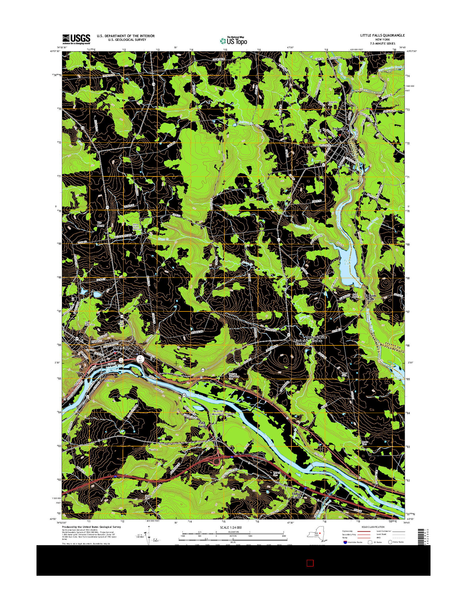 USGS US TOPO 7.5-MINUTE MAP FOR LITTLE FALLS, NY 2016