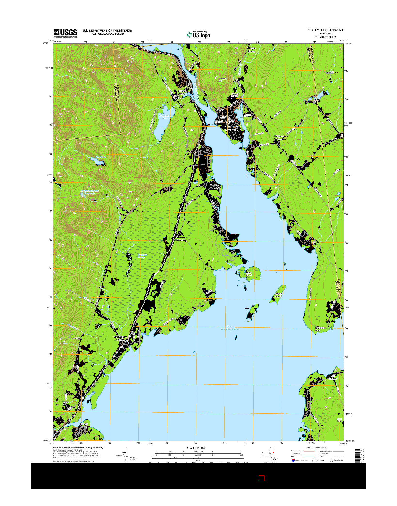 USGS US TOPO 7.5-MINUTE MAP FOR NORTHVILLE, NY 2016