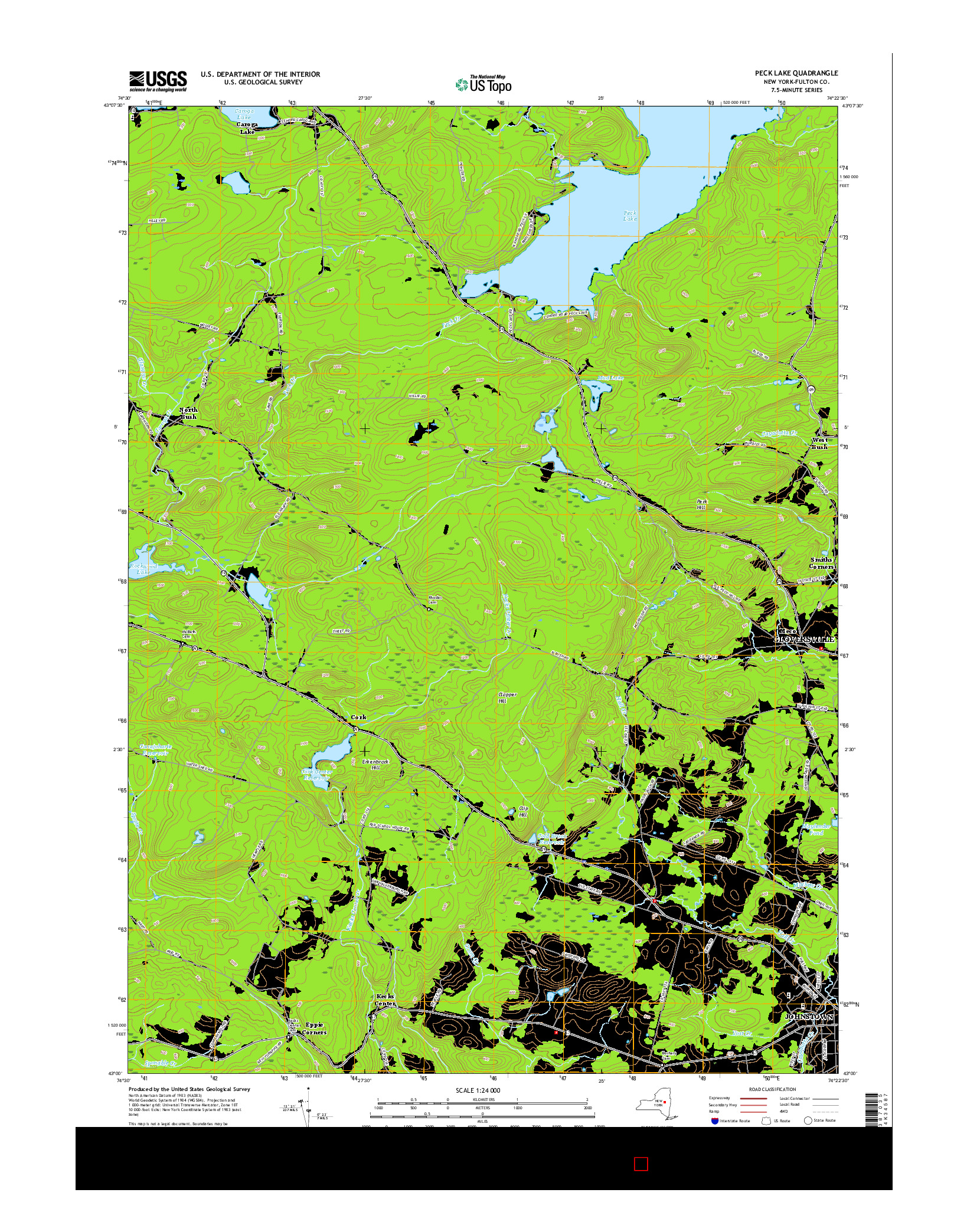 USGS US TOPO 7.5-MINUTE MAP FOR PECK LAKE, NY 2016