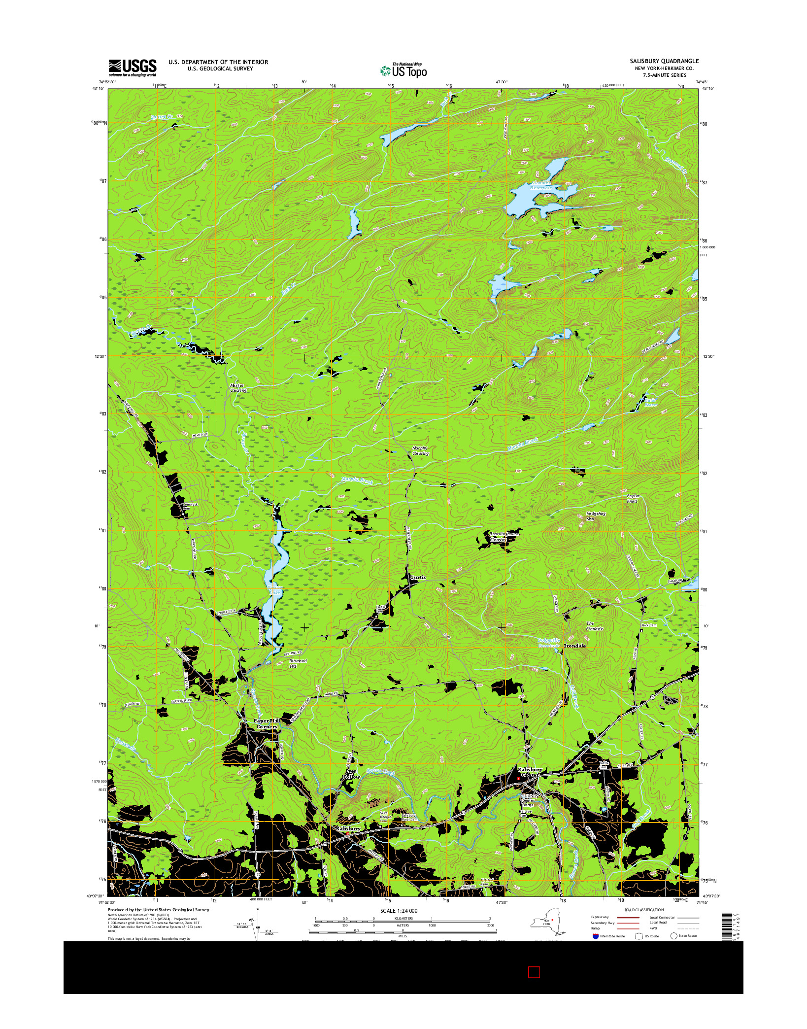 USGS US TOPO 7.5-MINUTE MAP FOR SALISBURY, NY 2016