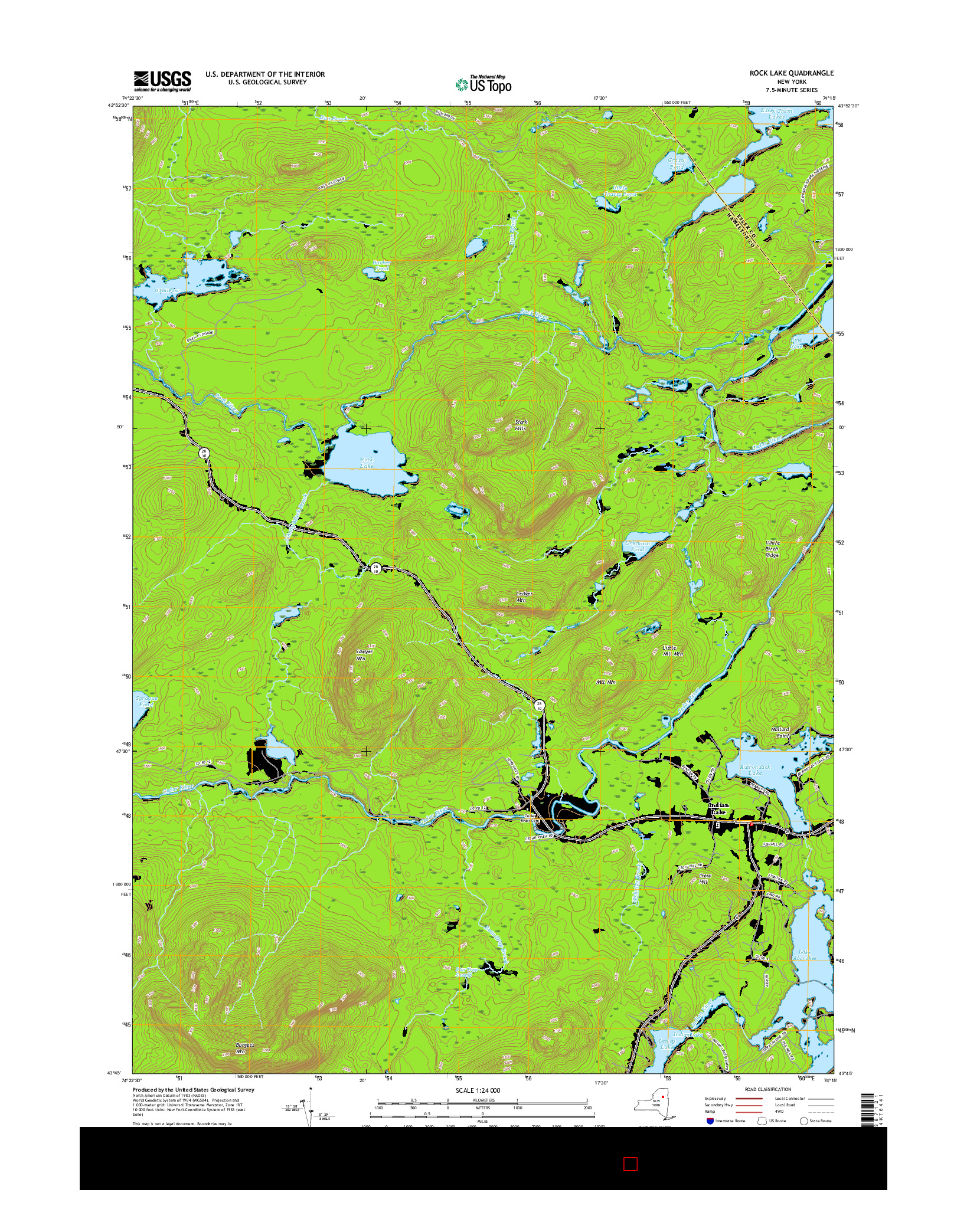 USGS US TOPO 7.5-MINUTE MAP FOR ROCK LAKE, NY 2016