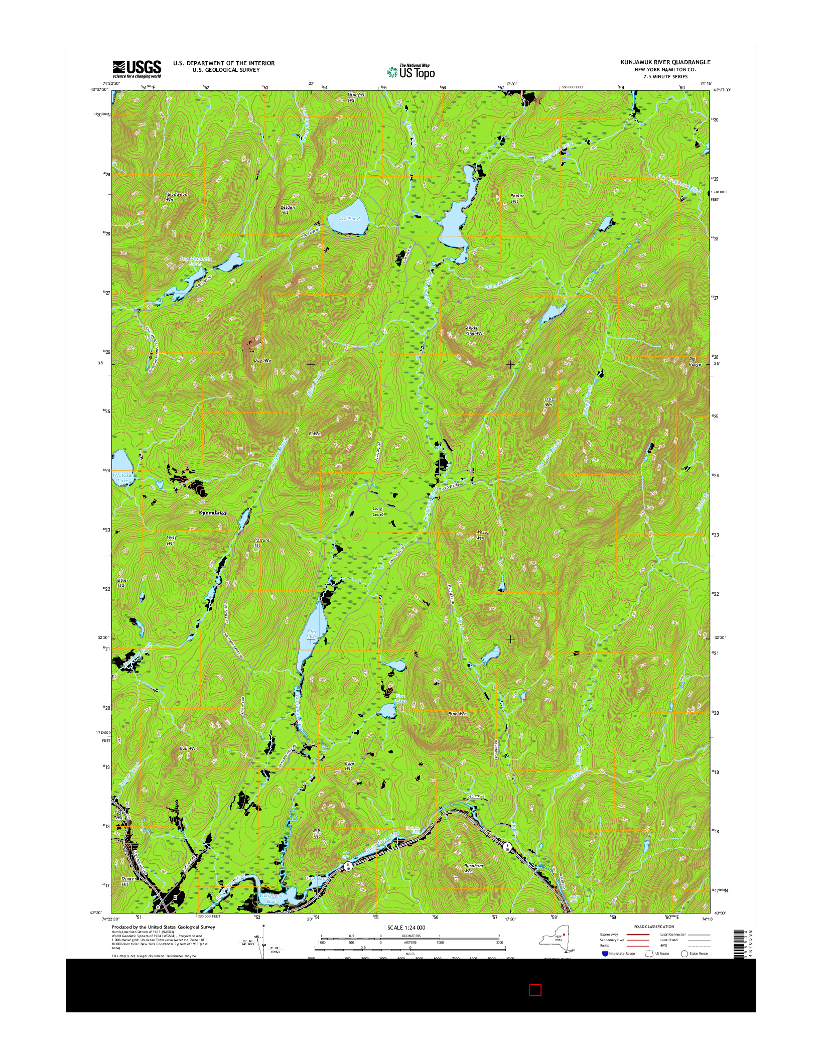 USGS US TOPO 7.5-MINUTE MAP FOR KUNJAMUK RIVER, NY 2016