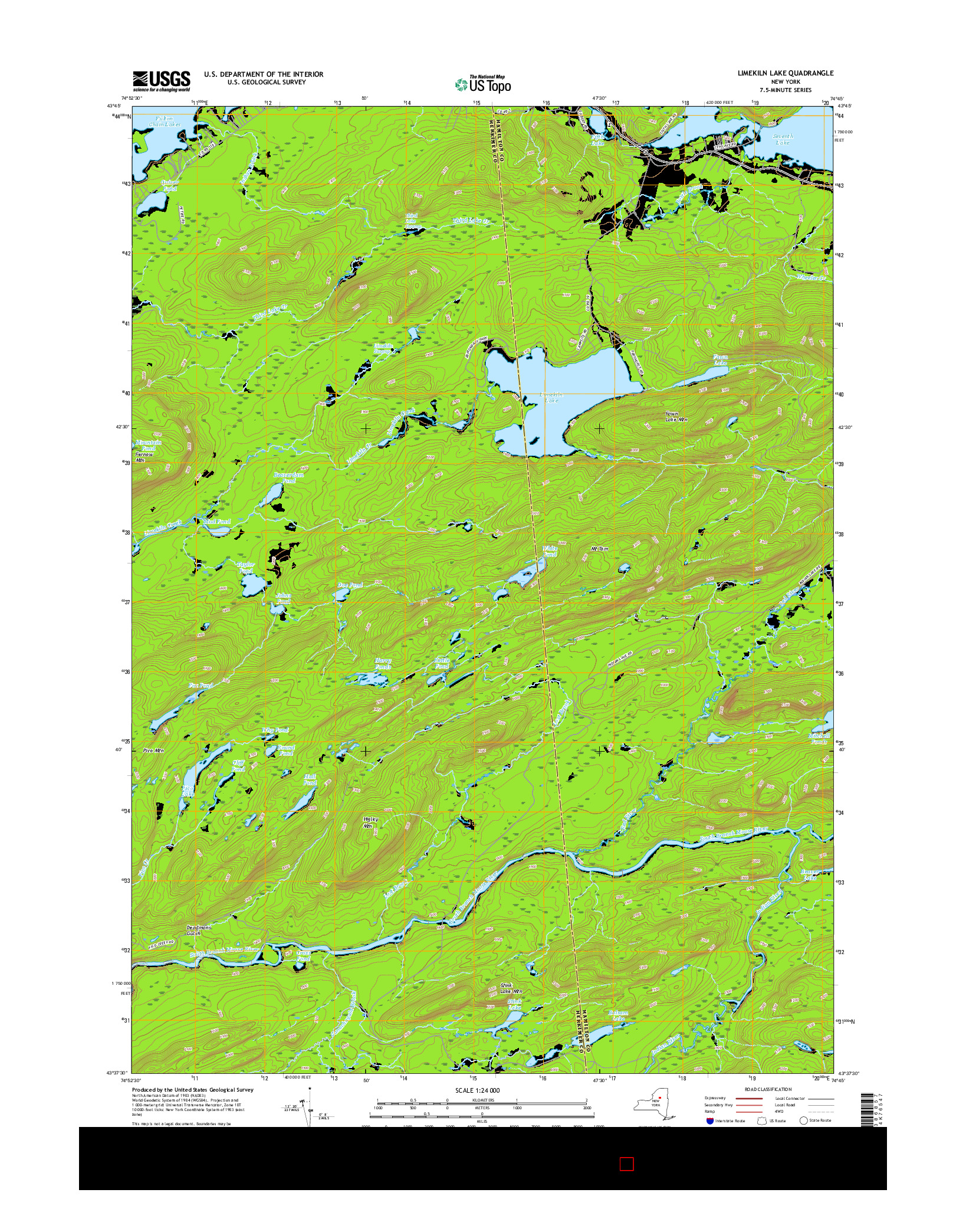 USGS US TOPO 7.5-MINUTE MAP FOR LIMEKILN LAKE, NY 2016