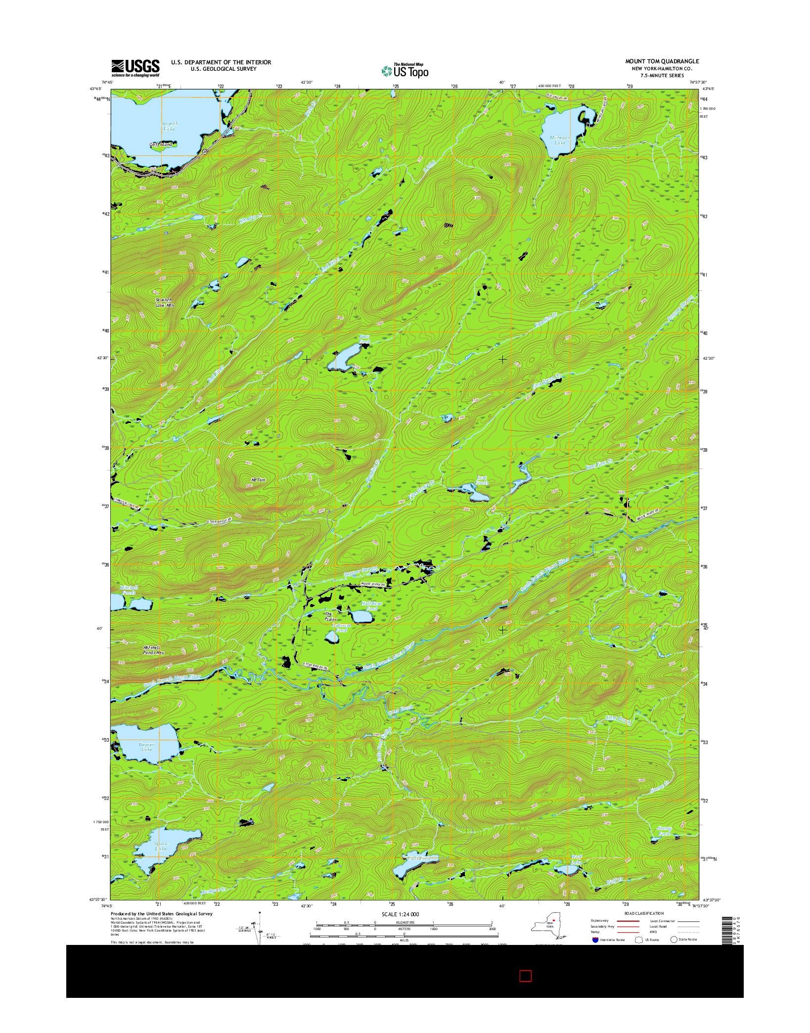 USGS US TOPO 7.5-MINUTE MAP FOR MOUNT TOM, NY 2016