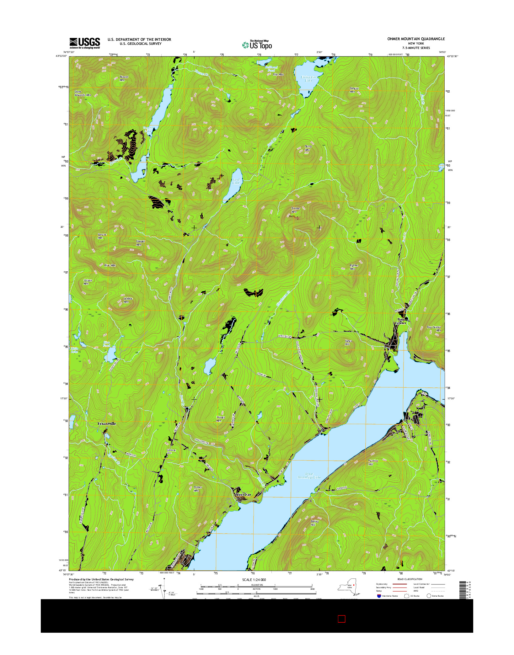 USGS US TOPO 7.5-MINUTE MAP FOR OHMER MOUNTAIN, NY 2016